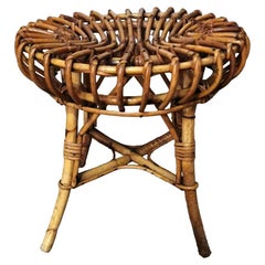 Franco Albini For Bonacina Italian Vintage Stool In Bamboo And “Midollino”