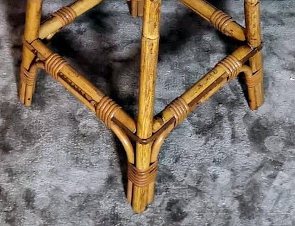 Franco Albini For Bonacina Italian Vintage Stool In Bamboo And Wicker For Sale 11