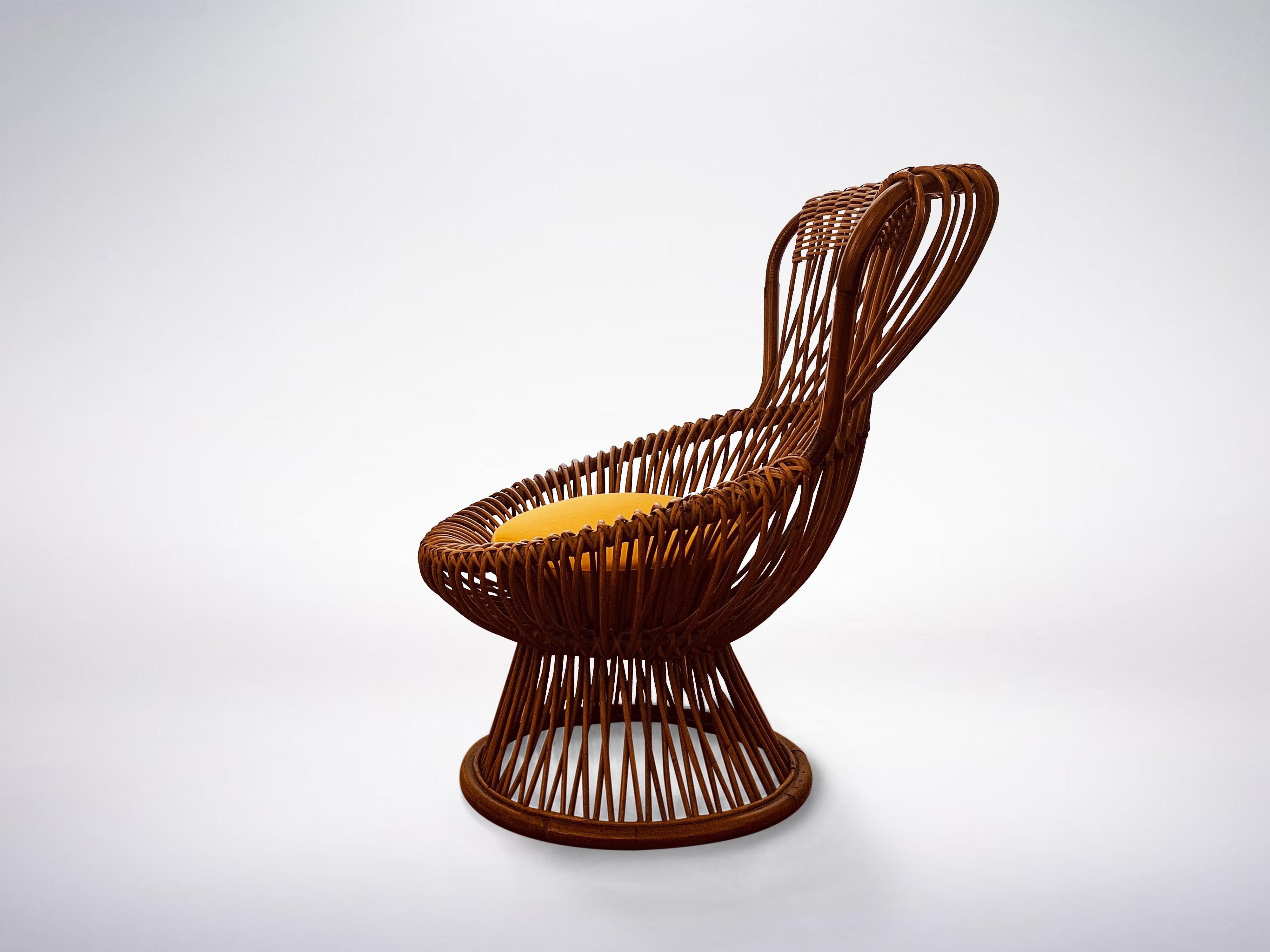 Mid-Century Modern Franco Albini for Bonacina, Mid-Century Rattan Chair 