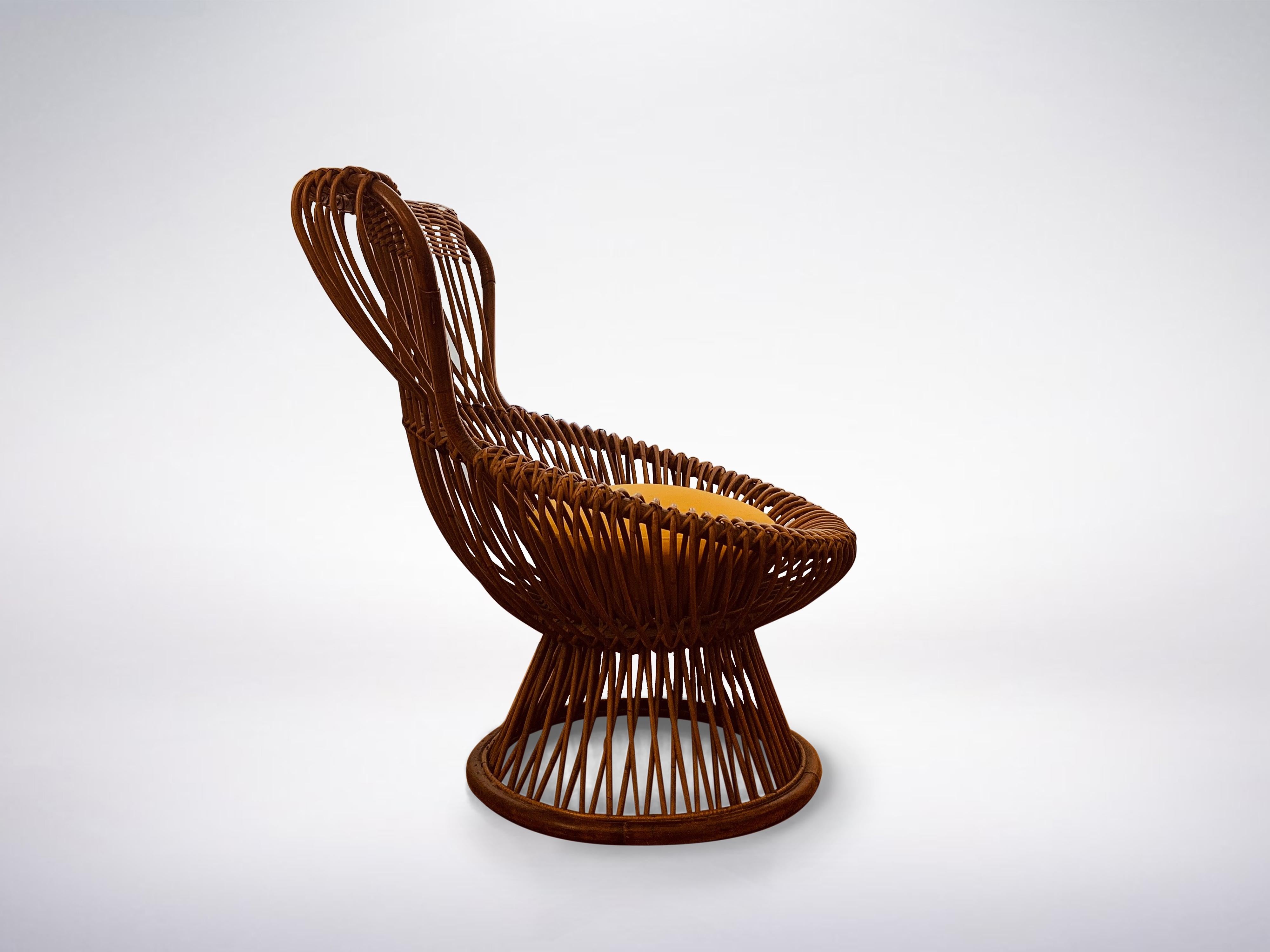 Italian Franco Albini for Bonacina, Mid-Century Rattan Chair 