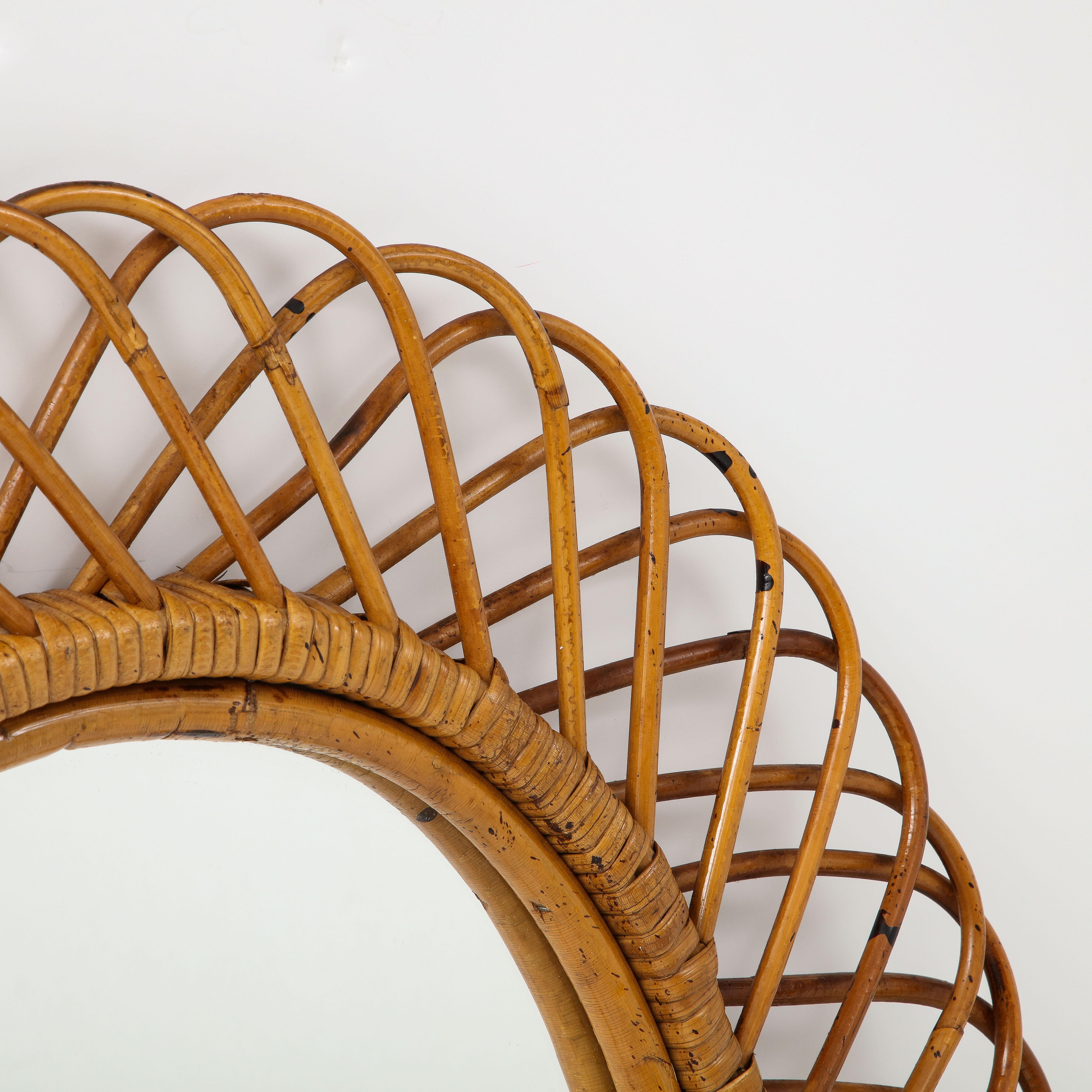 Franco Albini for Bonacina Oval Bamboo and Rattan Mirror, Italy, 1950s In Good Condition In New York, NY