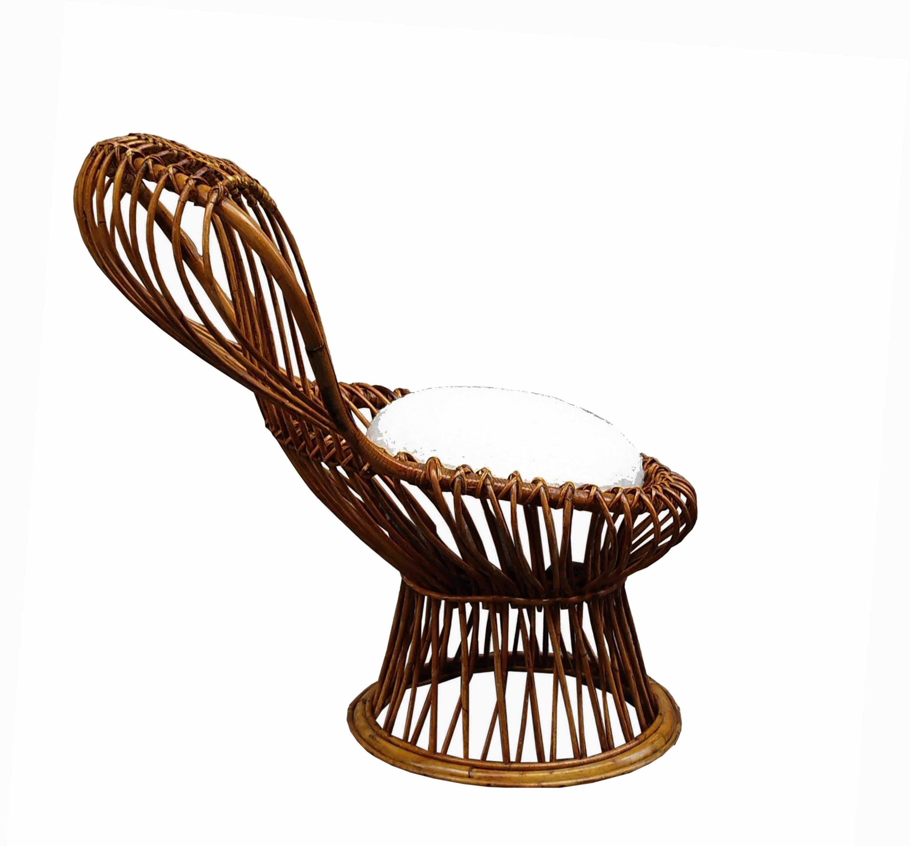 Mid-Century Modern Franco Albini for Bonacina Rattan Margherita Chair, Italy, 1950s