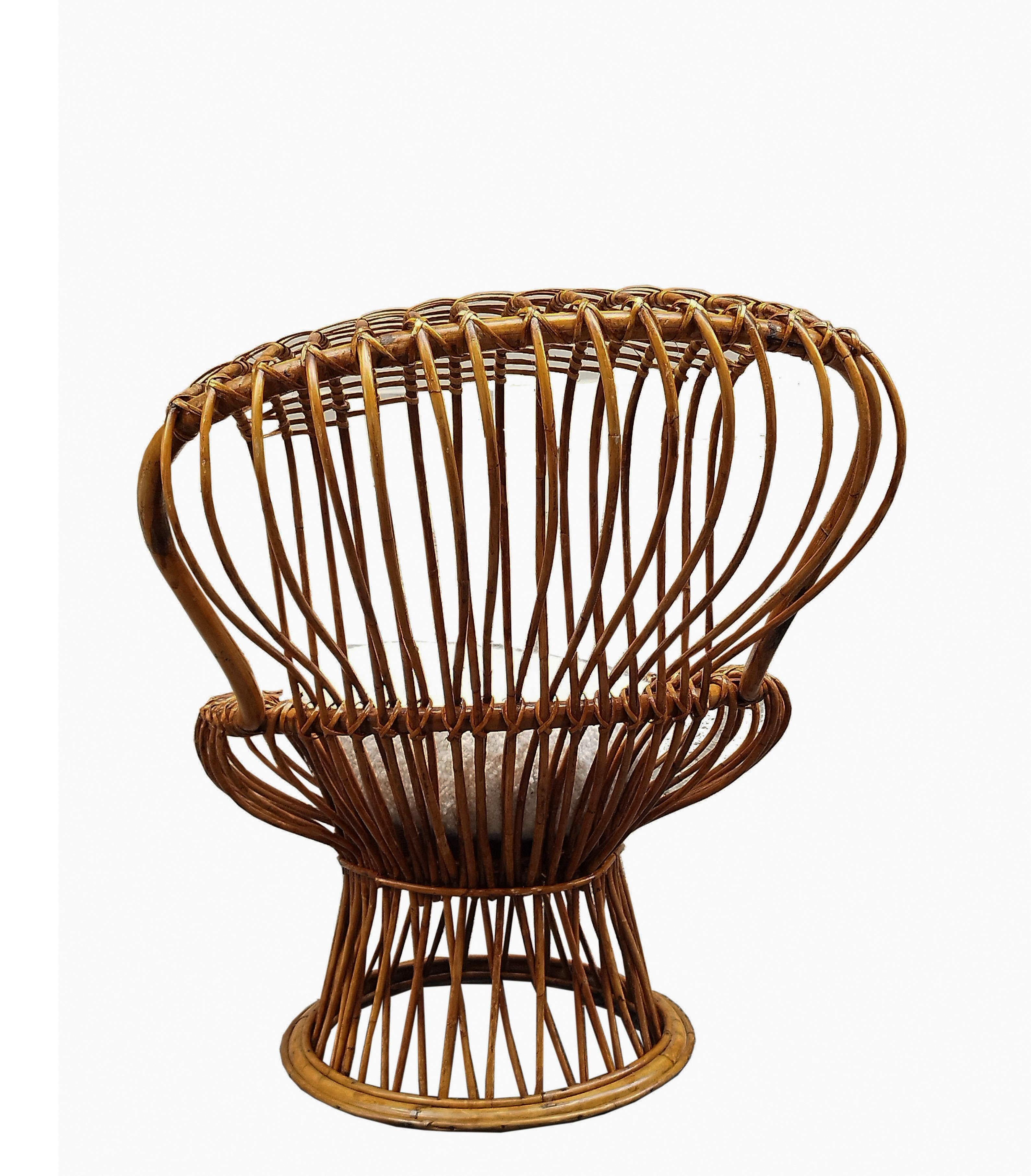 Italian Franco Albini for Bonacina Rattan Margherita Chair, Italy, 1950s