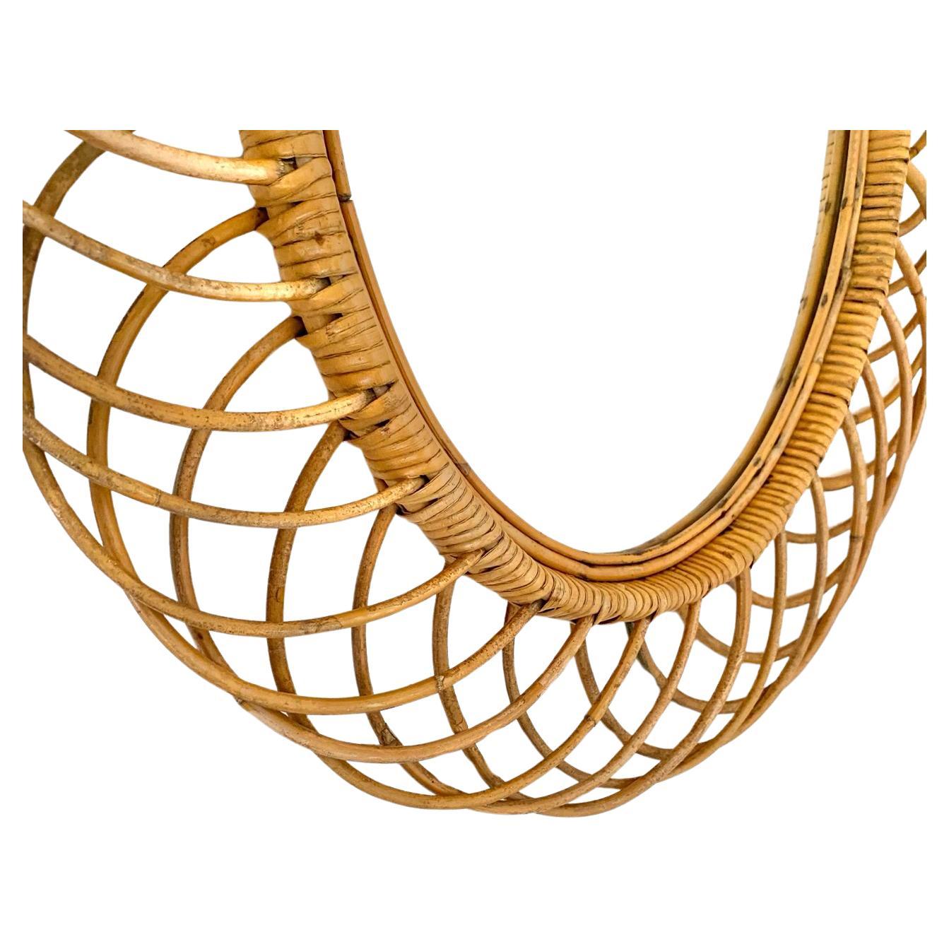 Espejo de bambú y ratán Franco Albini para Bonacina Sunburst Italian