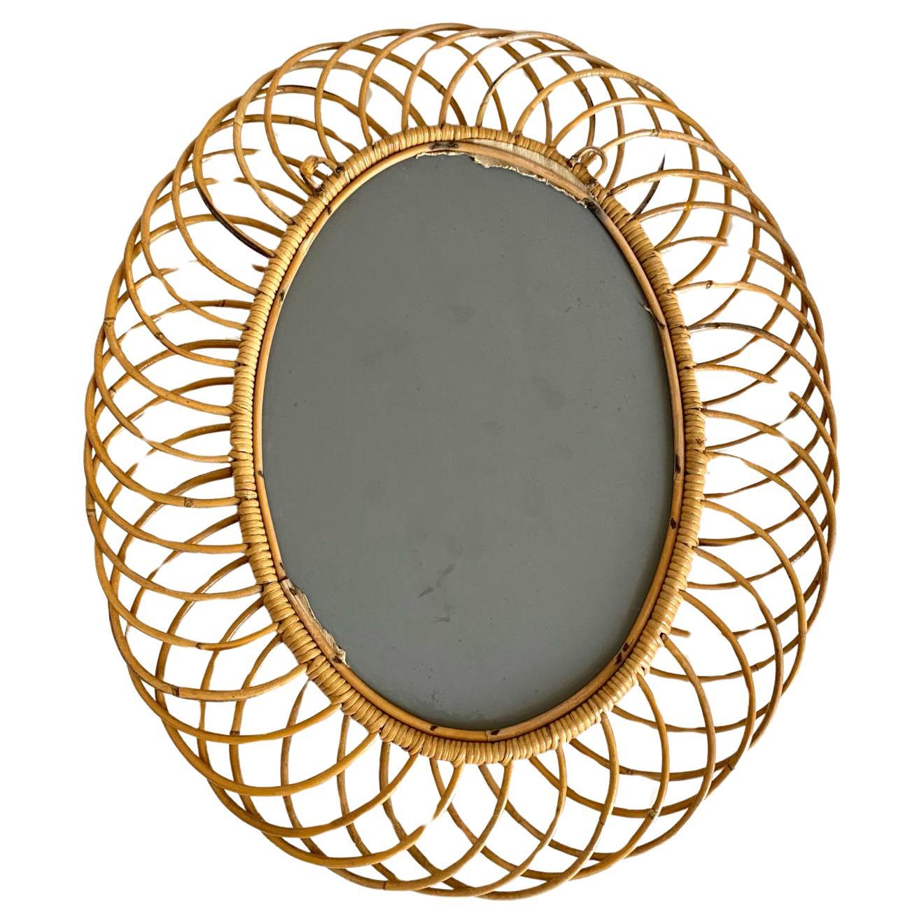 Espejo de bambú y ratán Franco Albini para Bonacina Sunburst Bambú