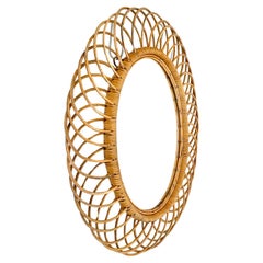 Franco Albini for Bonacina Sunburst Bamboo and Rattan Mirror