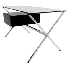 Franco Albini for Knoll - Chrome glass and black wood Desk