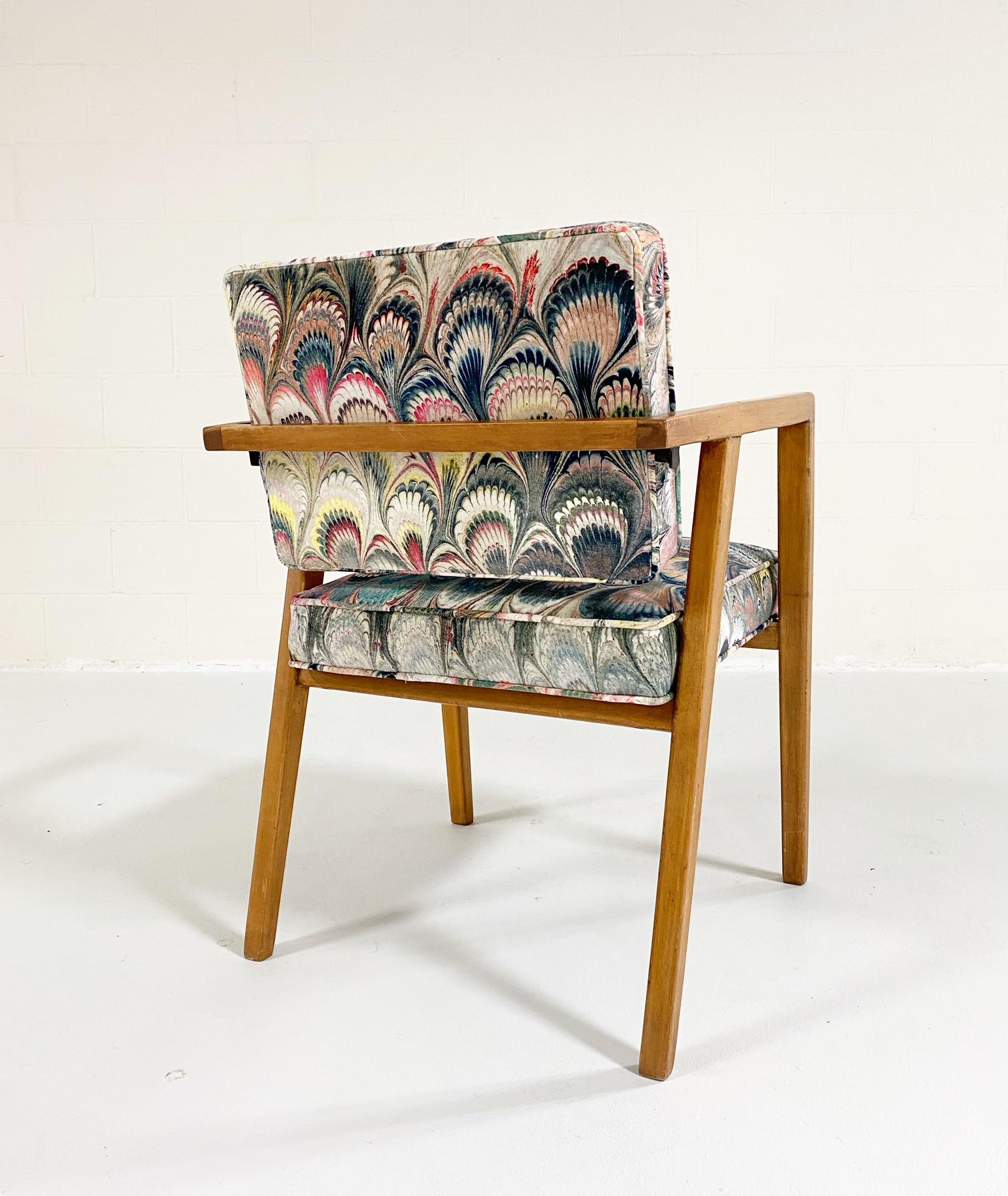 Franco Albini for Knoll Model 48 Chair in Beata Heuman Velvet In Good Condition In SAINT LOUIS, MO
