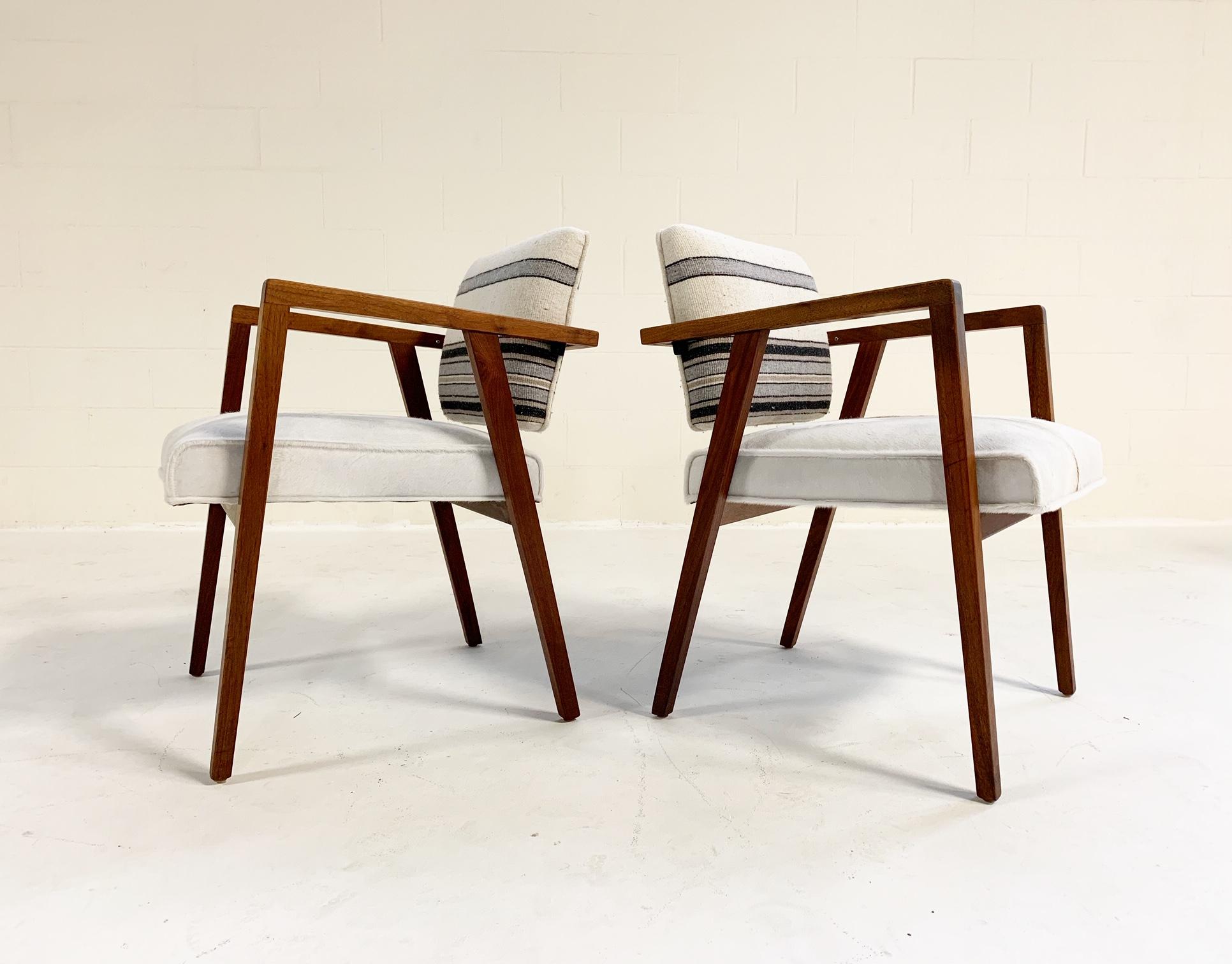 Mid-Century Modern Franco Albini for Knoll Model 48 Chairs in Calfskin and Isabel Marant Silk Wool