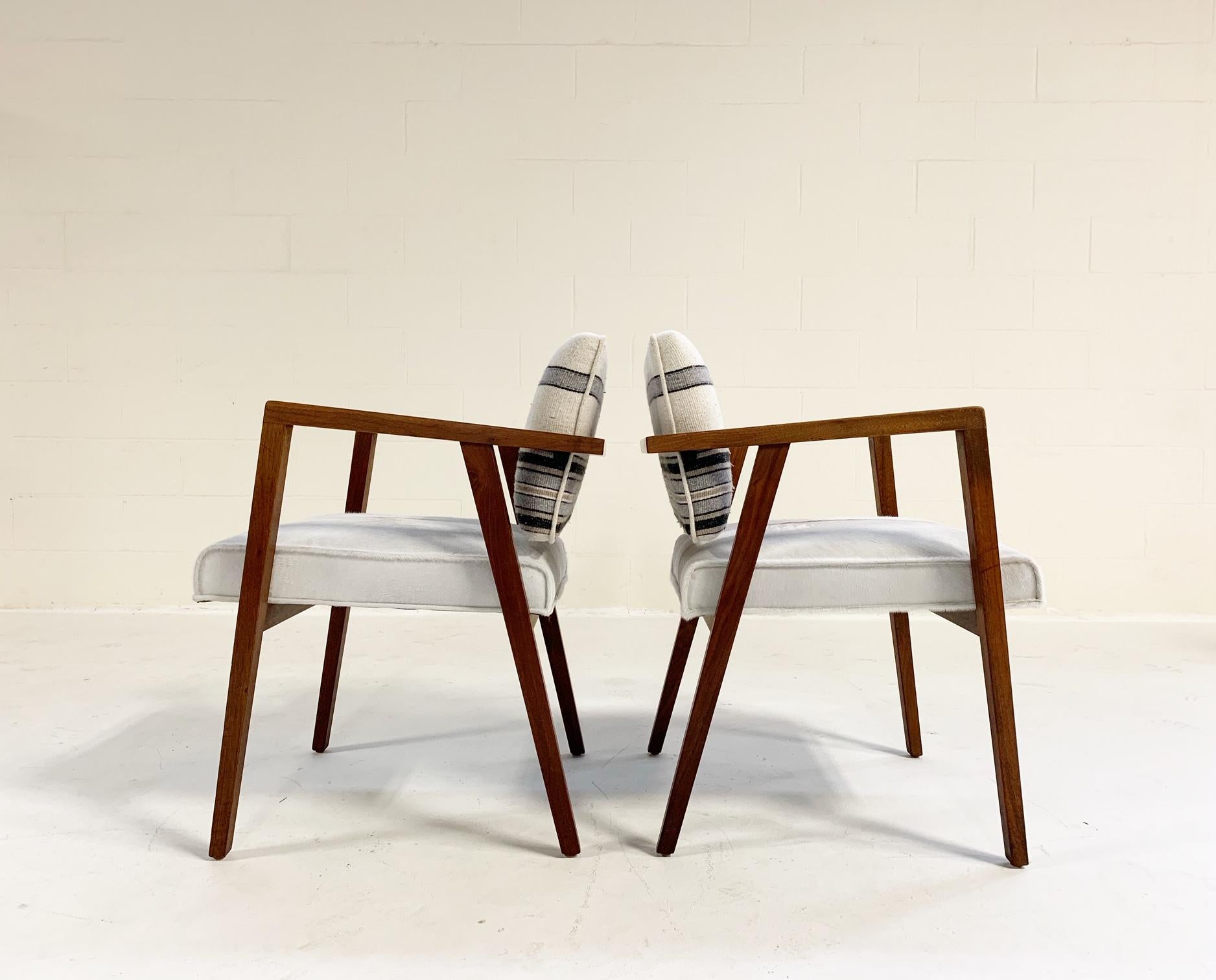 North American Franco Albini for Knoll Model 48 Chairs in Calfskin and Isabel Marant Silk Wool