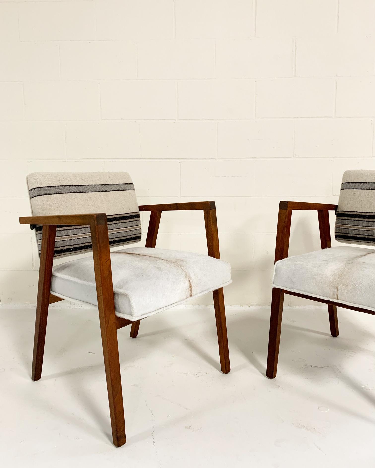 Cowhide Franco Albini for Knoll Model 48 Chairs in Calfskin and Isabel Marant Silk Wool
