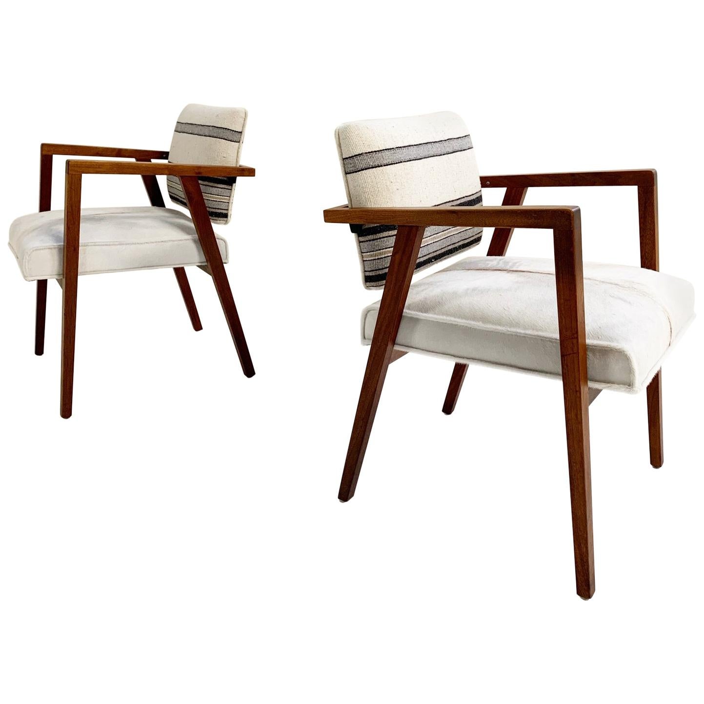 Franco Albini for Knoll Model 48 Chairs in Calfskin and Isabel Marant Silk Wool