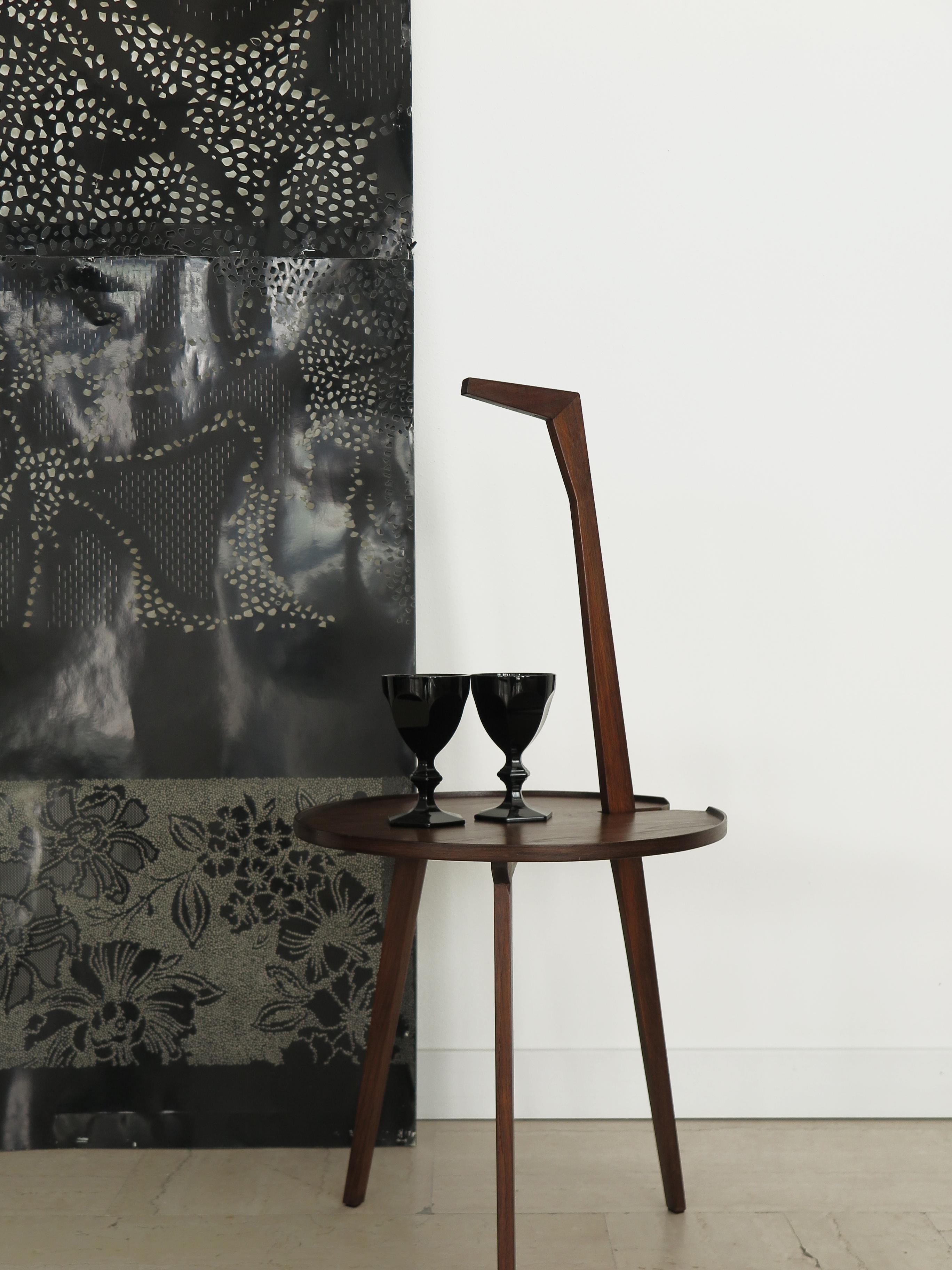 Mid-Century Modern Franco Albini for Poggi Italian Cicognino Dark Wood Side Table 1950s