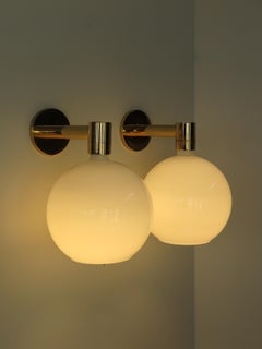 Franco Albini for Sirrah Italian Gold Glass Sconces Wall Lamps 19702