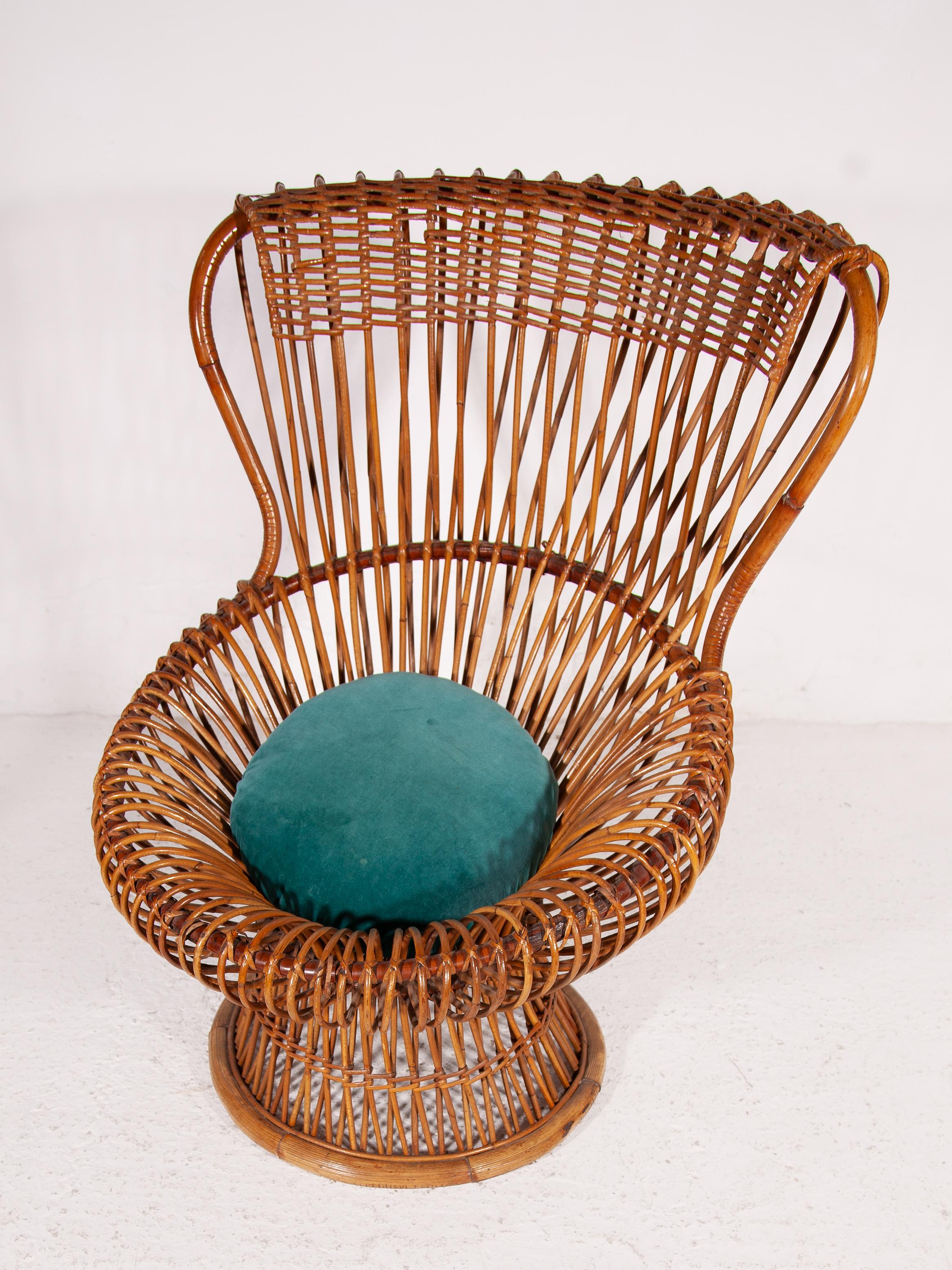 Franco Albini für Vittorio Bonacina, Rattan-Loungesessel, Modell „Margherita“ im Angebot 2
