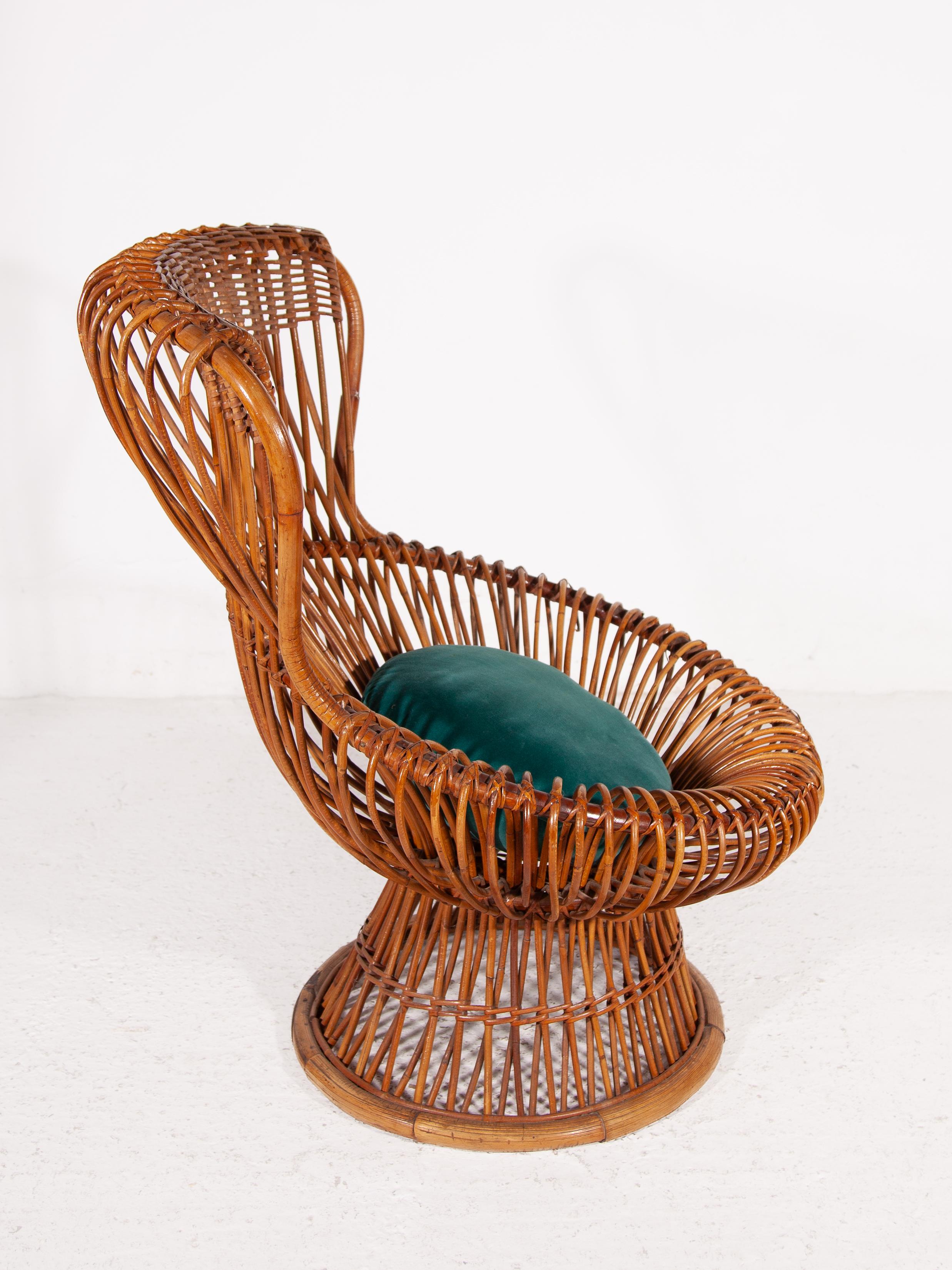 Franco Albini für Vittorio Bonacina, Rattan-Loungesessel, Modell „Margherita“ (Italienisch) im Angebot