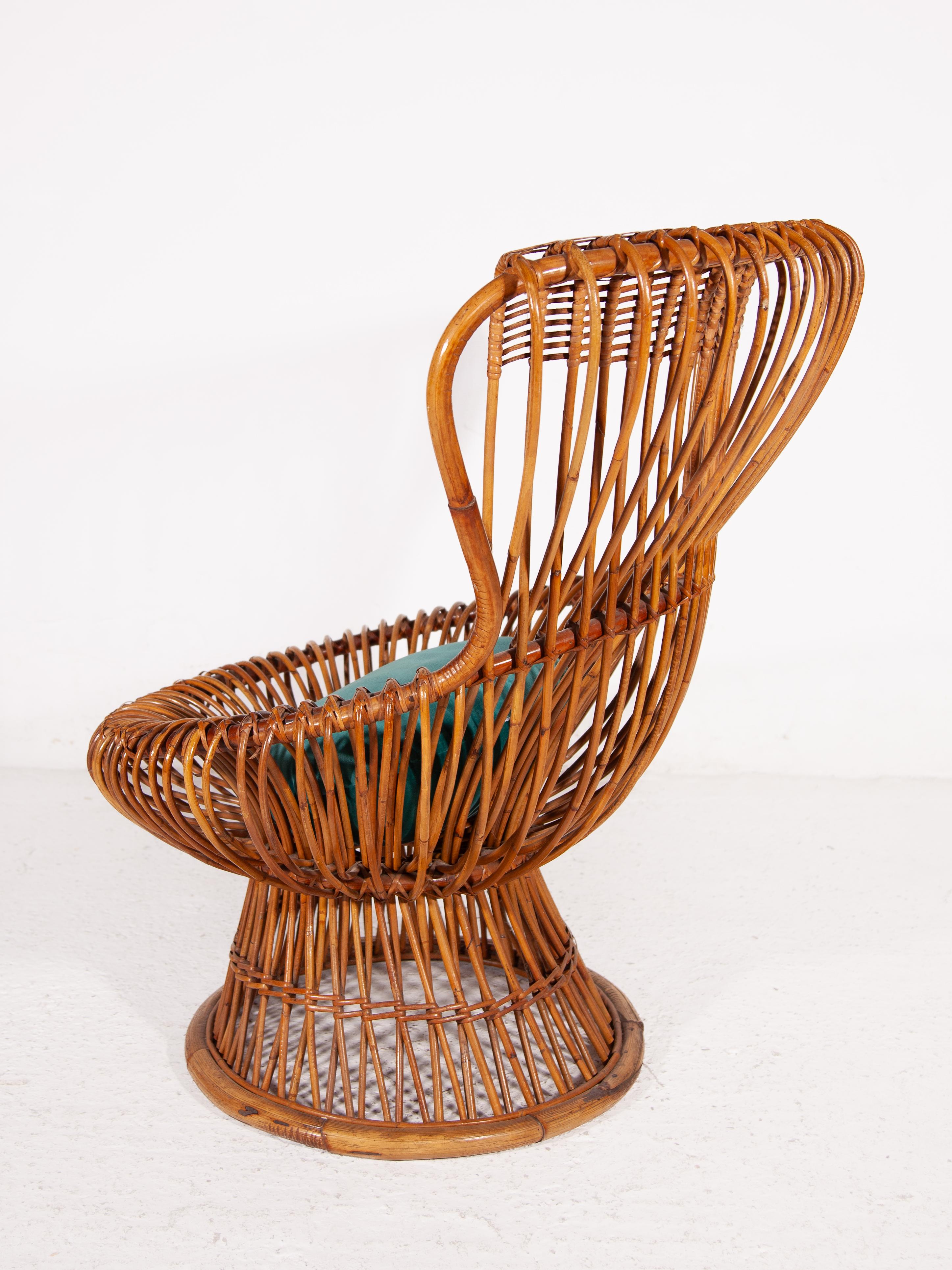 Franco Albini für Vittorio Bonacina, Rattan-Loungesessel, Modell „Margherita“ im Zustand „Gut“ im Angebot in Antwerp, BE