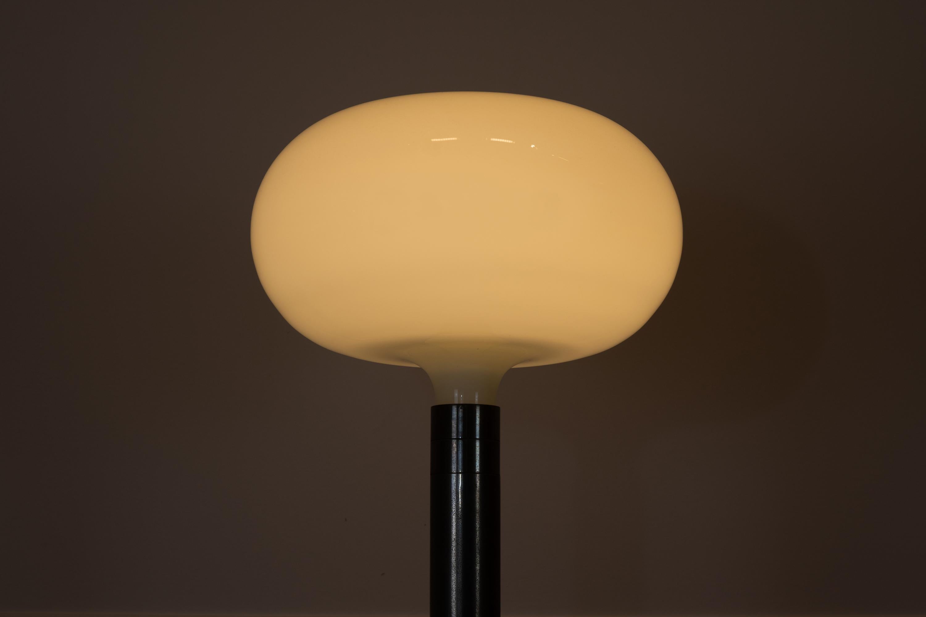 Opaline Glass Franco Albini & Franca Helg Floor Lamp AM AS for Sirrah in Metal and Glass 1970