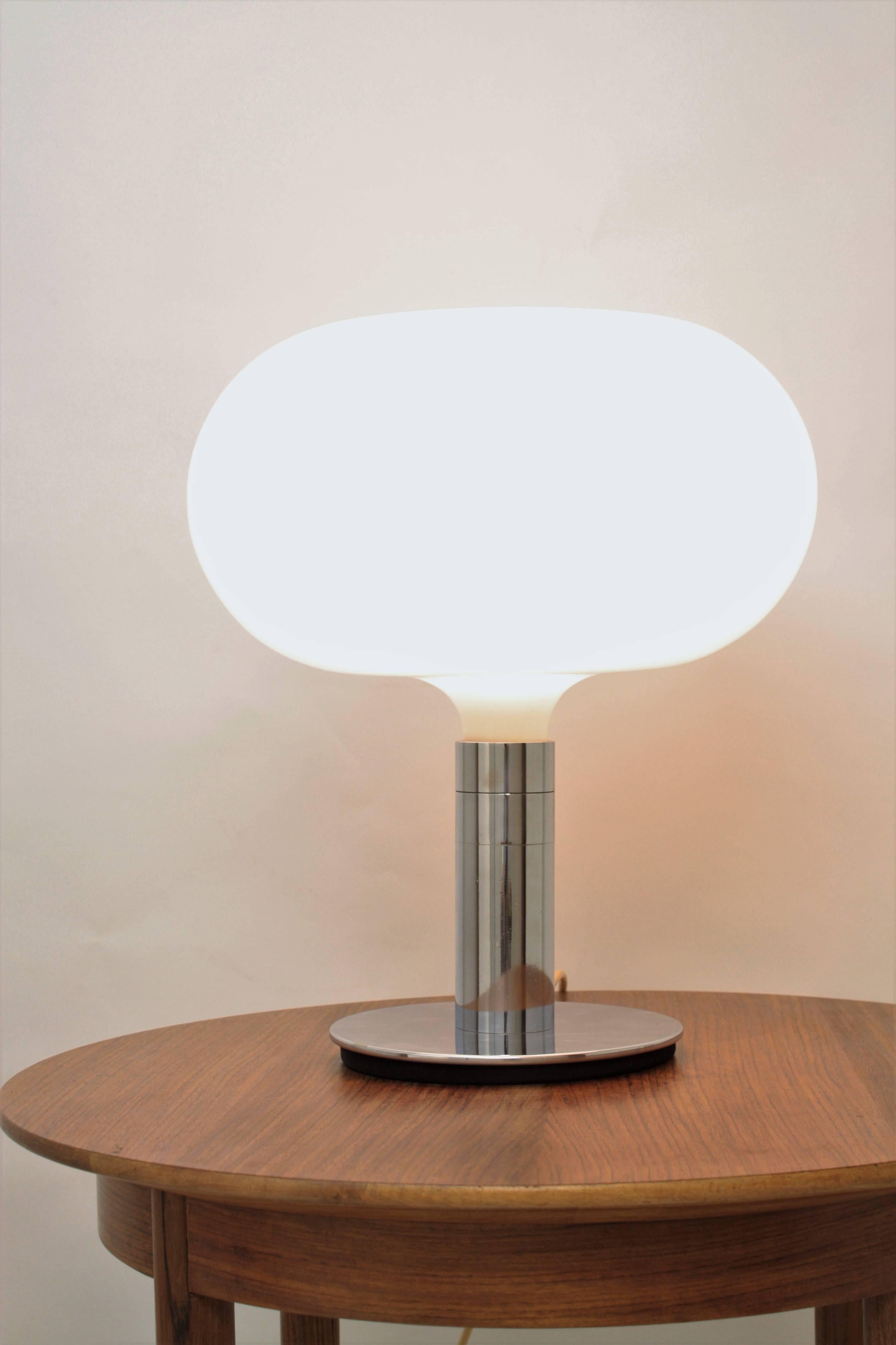 Mid-Century Modern Franco Albini Franca Helg for Sirrah AM/AS Glass and Chrome Table Lamp For Sale