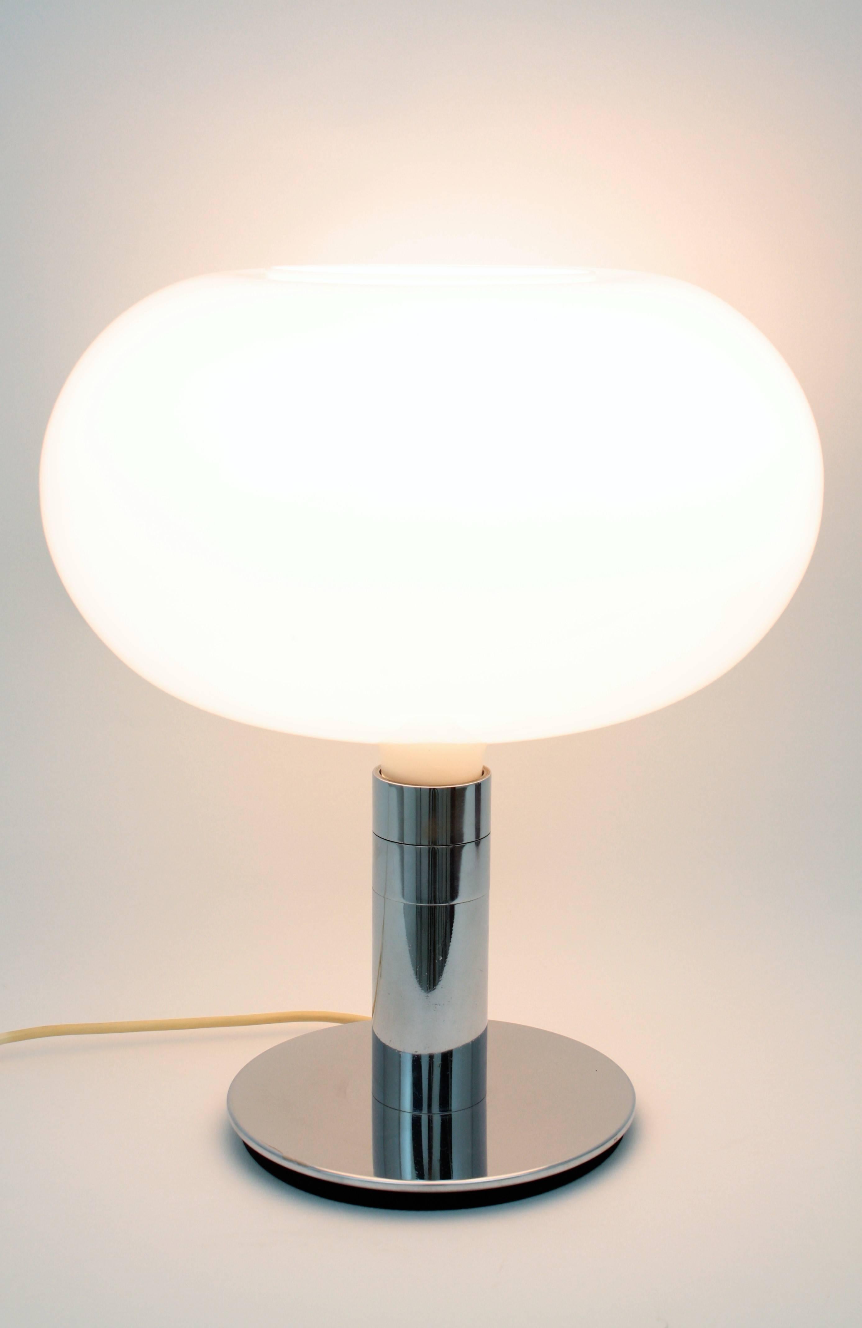 Italian Franco Albini Franca Helg for Sirrah AM/AS Glass and Chrome Table Lamp For Sale