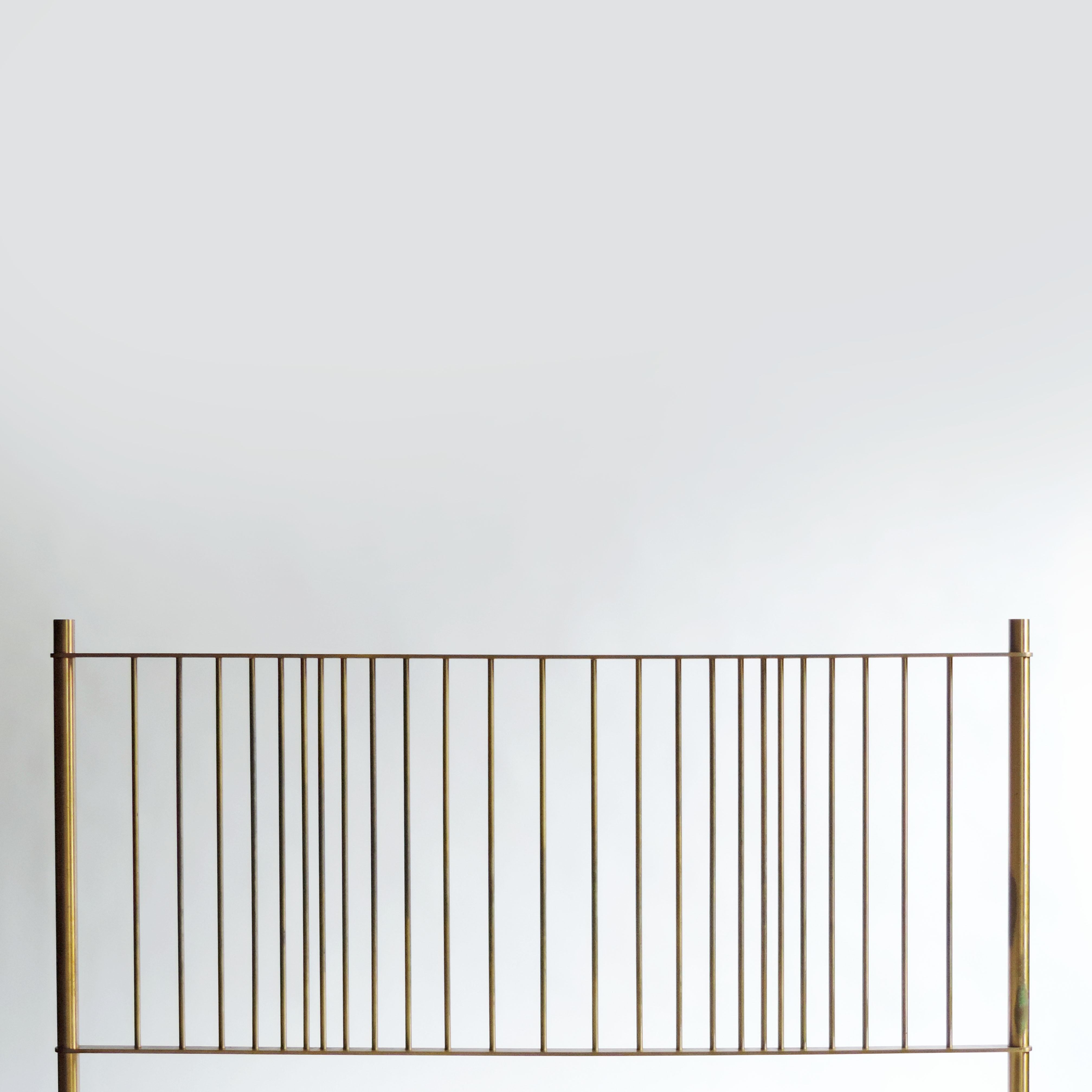 Rare Italian architects Franco Albini & Franca Helg 'Mirage' optical effect brass double bed for Frigerio, Italy, 1970s
Reference: Domus 08 / 1974
Inner bed size: W 168.5, D 196.5 Centimeter.