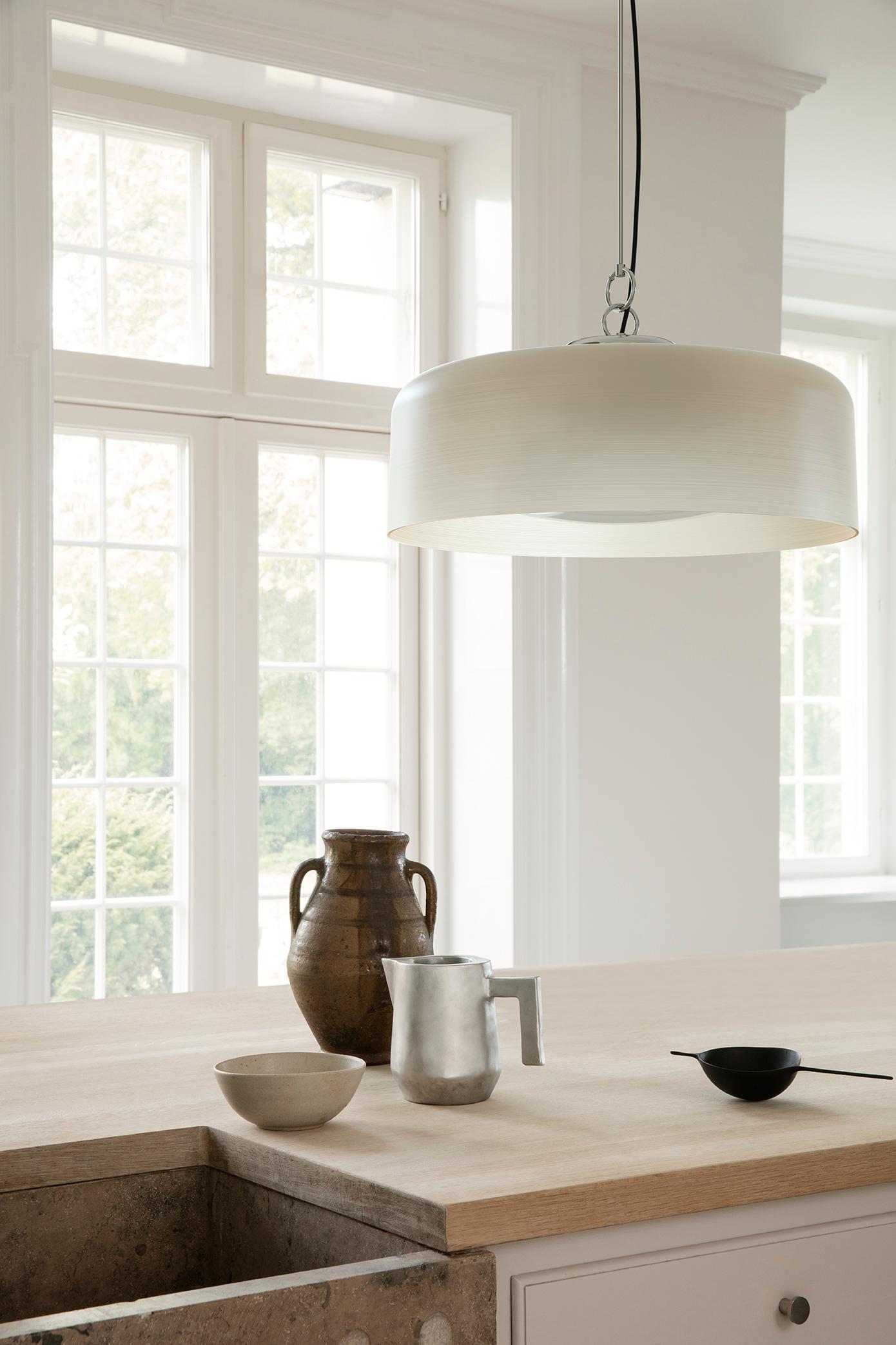 Contemporary Franco Albini & Franca Helg 'Model 2050' Suspension Lamp in Pearl for Astep  For Sale