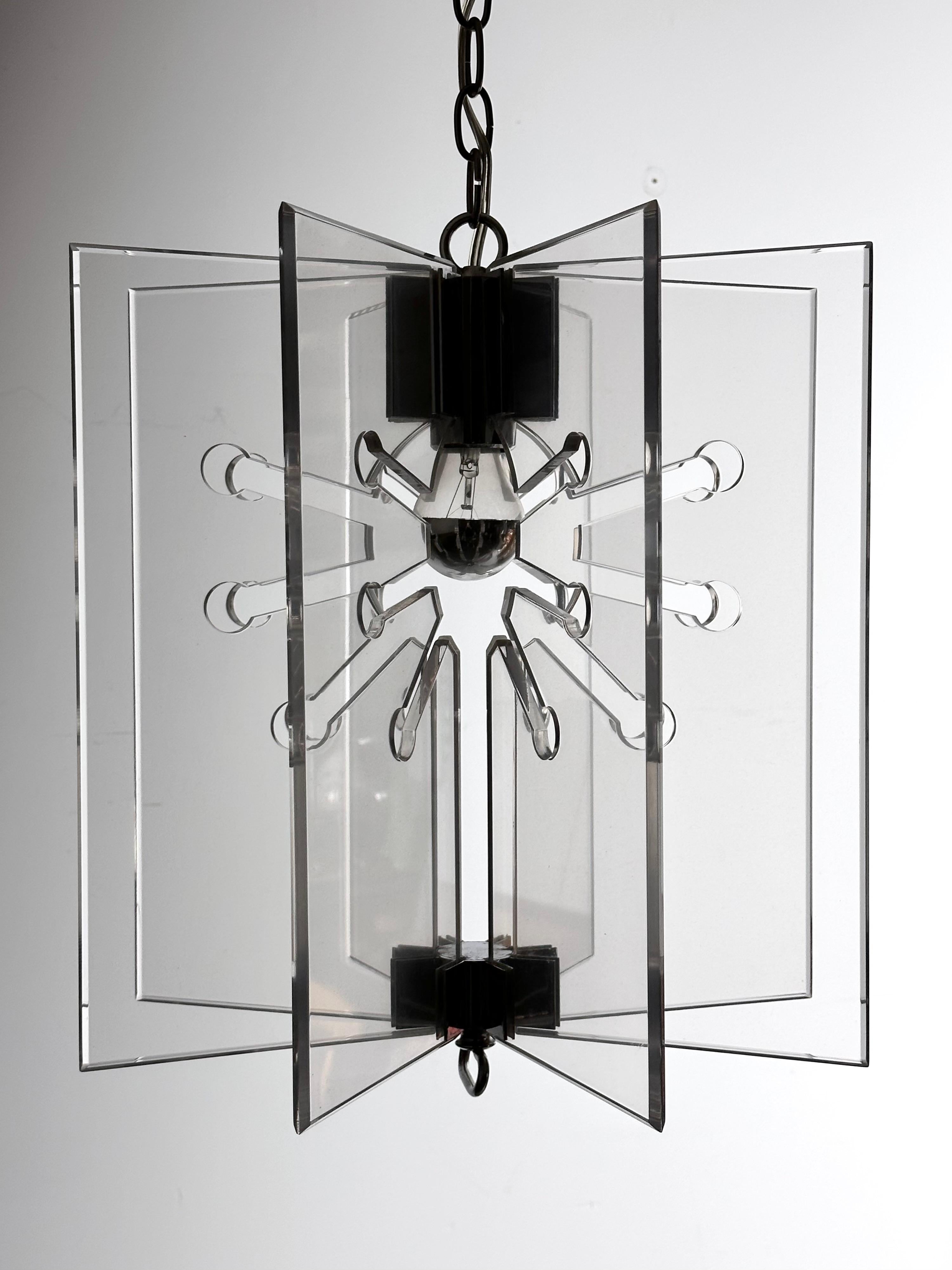 Mid-20th Century Franco Albini & Franca Helg Model 524 Sculptural Lucite Chrome Lamp Arteluce  For Sale