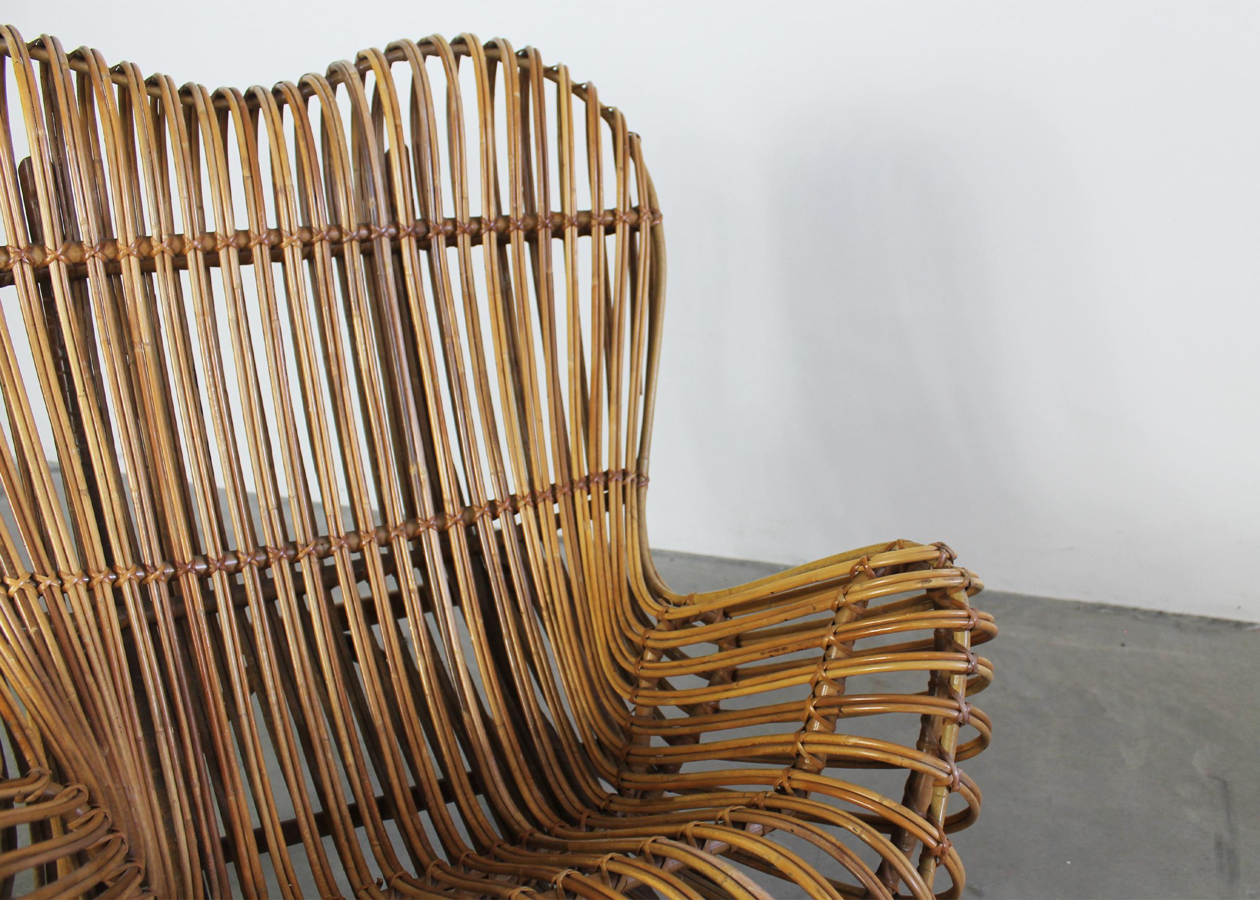 Franco Albini Poltrona Gala in giunco e canna di rattan di Bonacina 1951 2