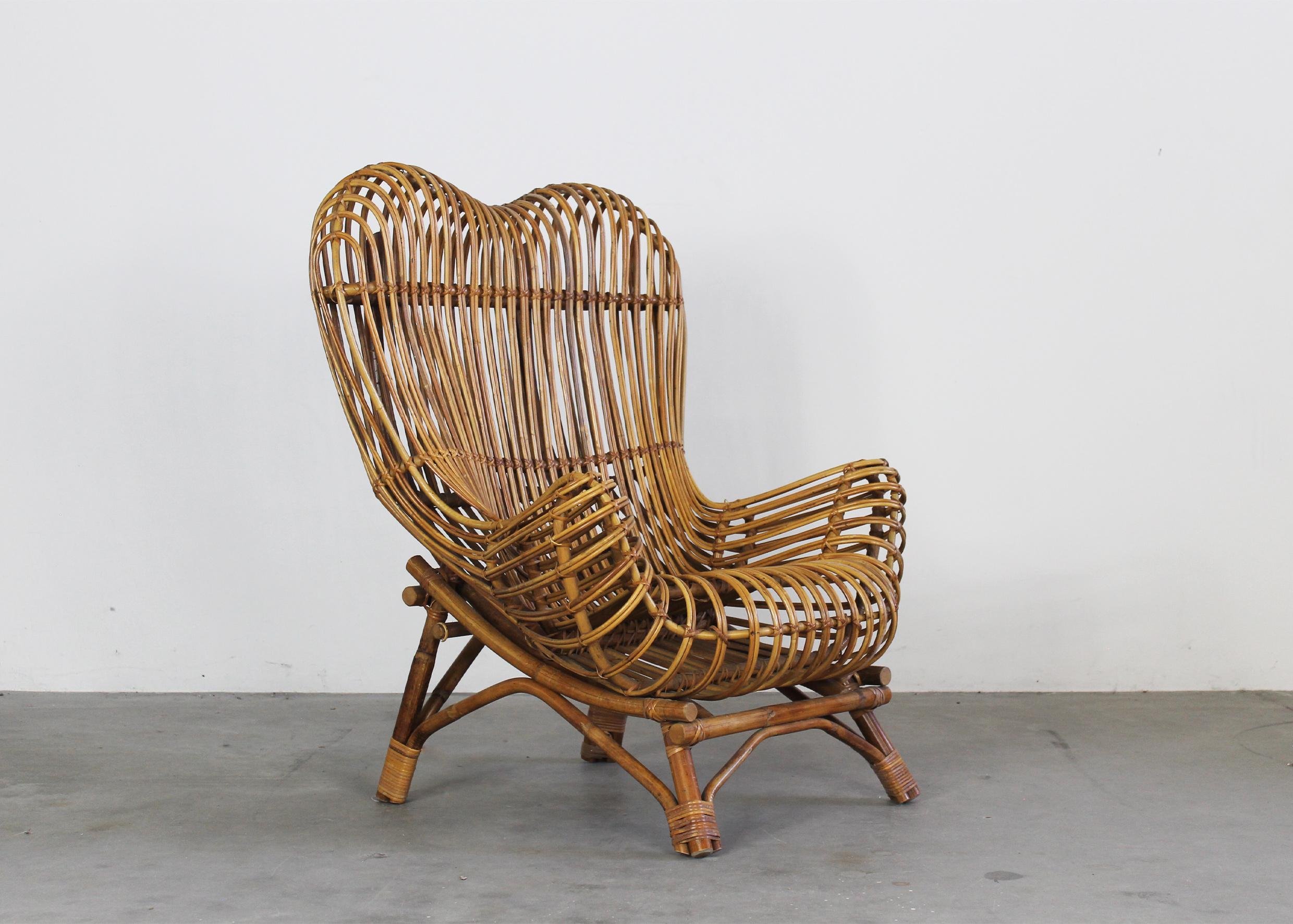 Franco Albini Poltrona Gala in giunco e canna di rattan di Bonacina 1951 In condizioni buone a Montecatini Terme, IT