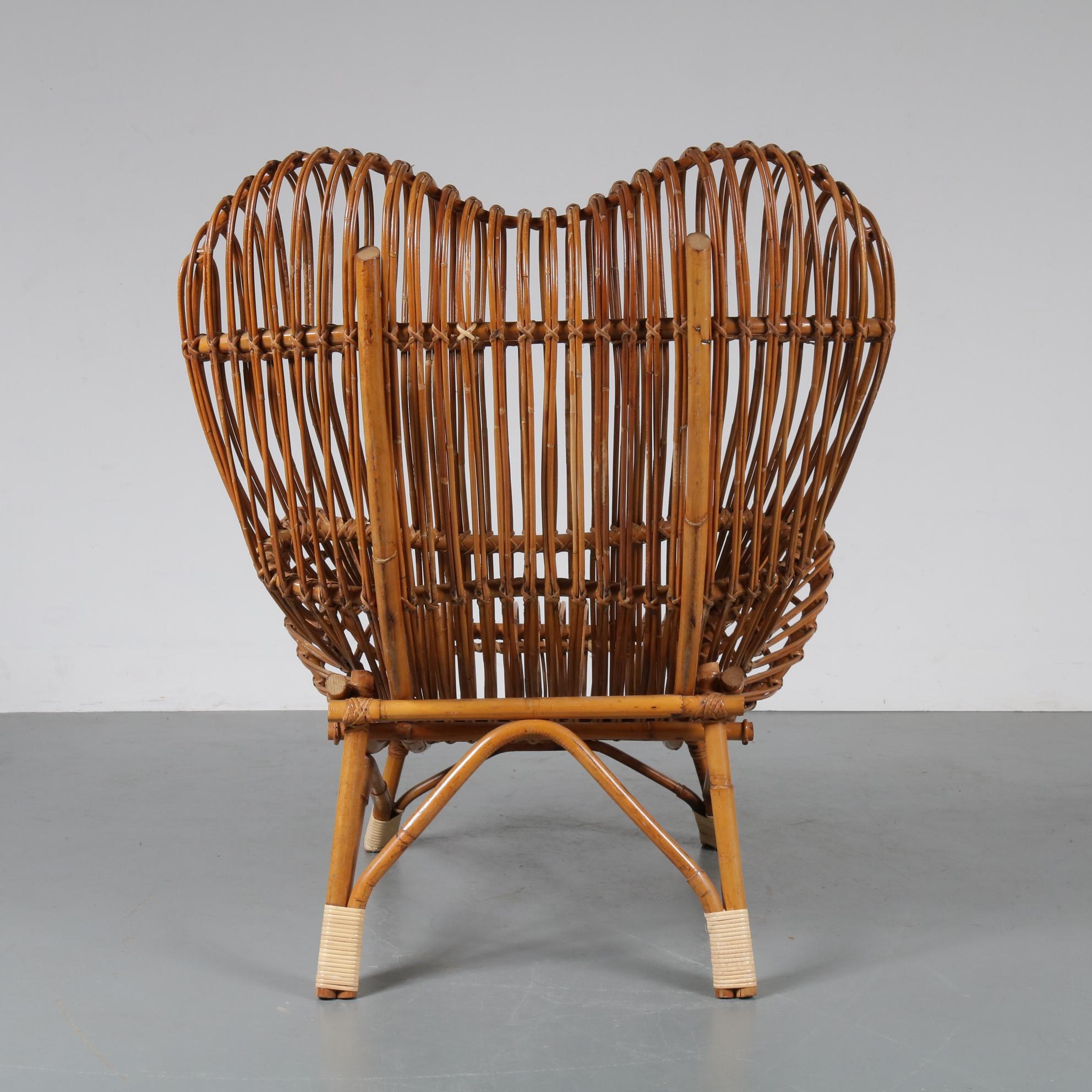 Rattan Franco Albini Gala Chair for Bonacina, Italy, 1950