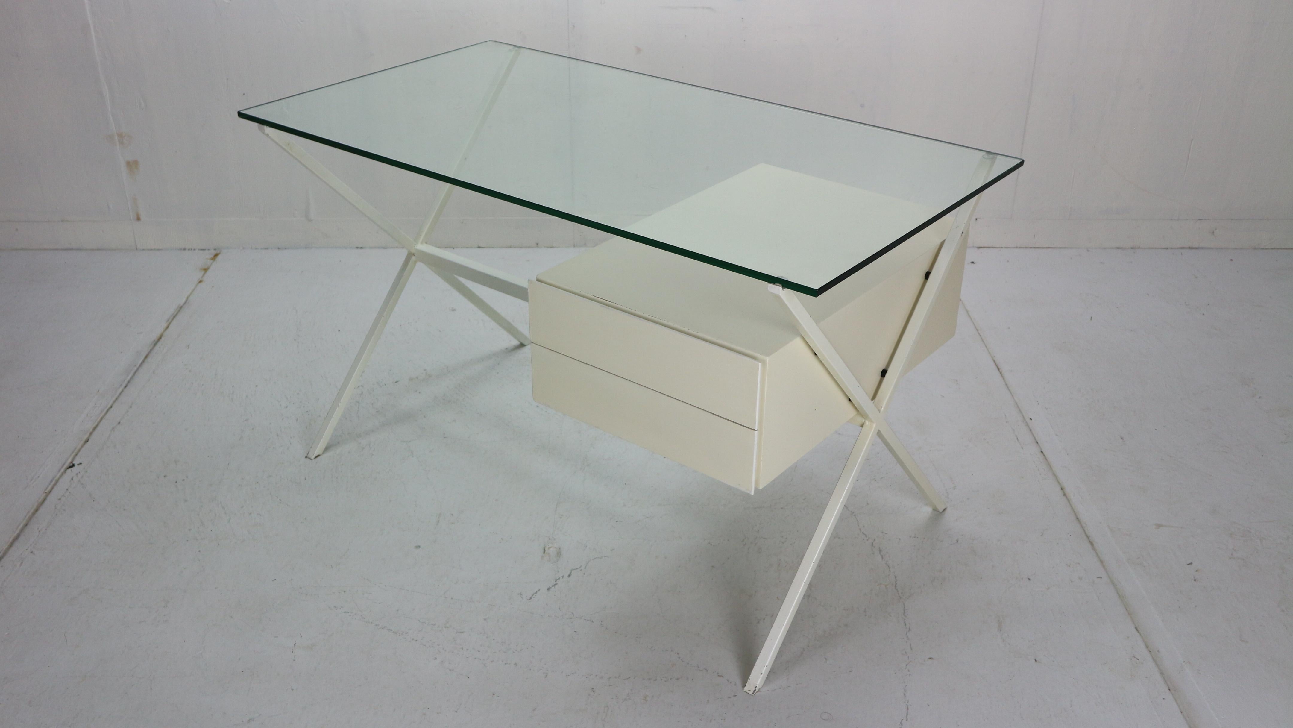 Mid-20th Century Franco Albini Glass & Metal Writing Desk for Knoll International, 1949
