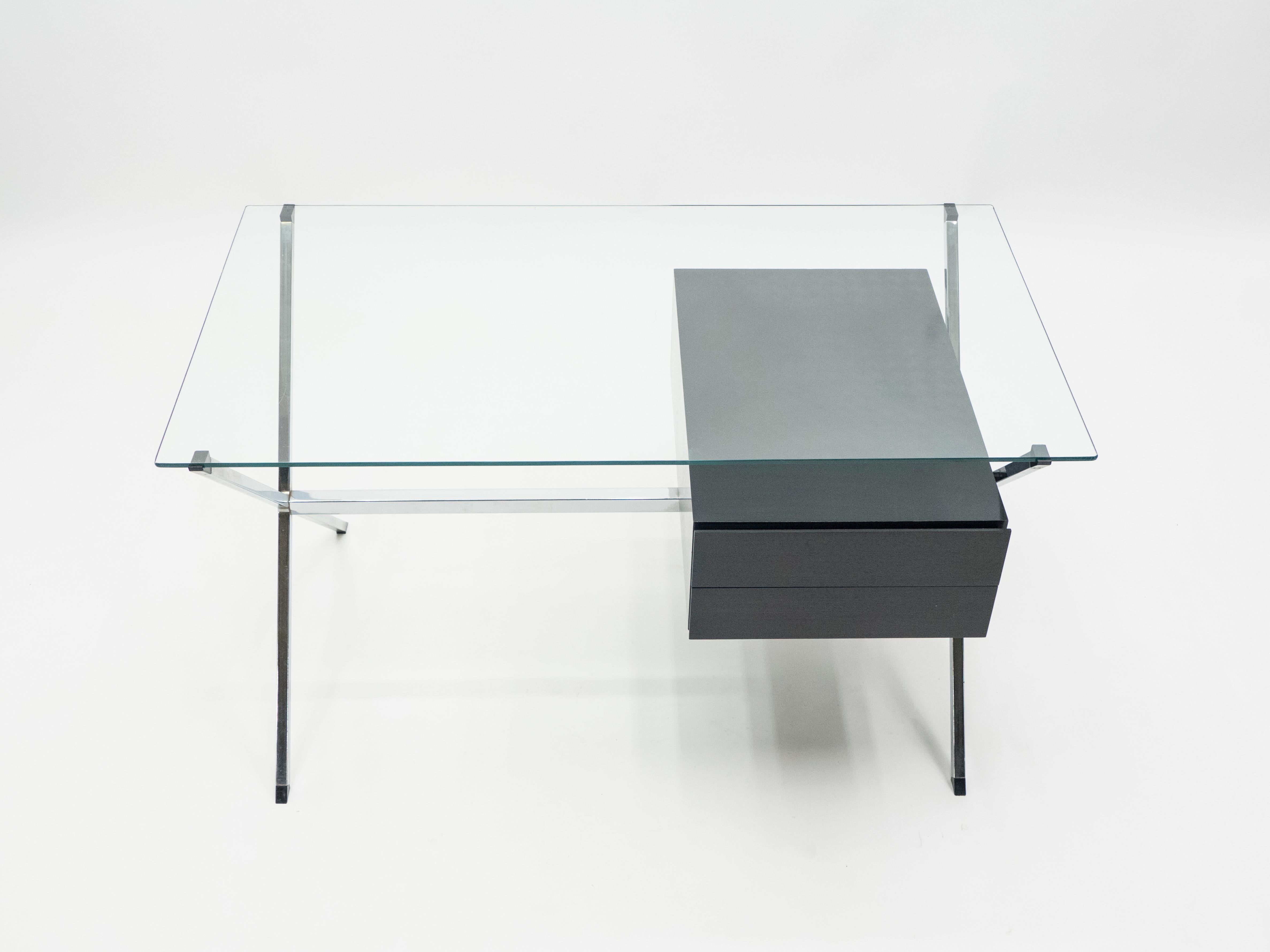 Franco Albini Glass Wood Chrome Desk for Knoll International, 1950 4
