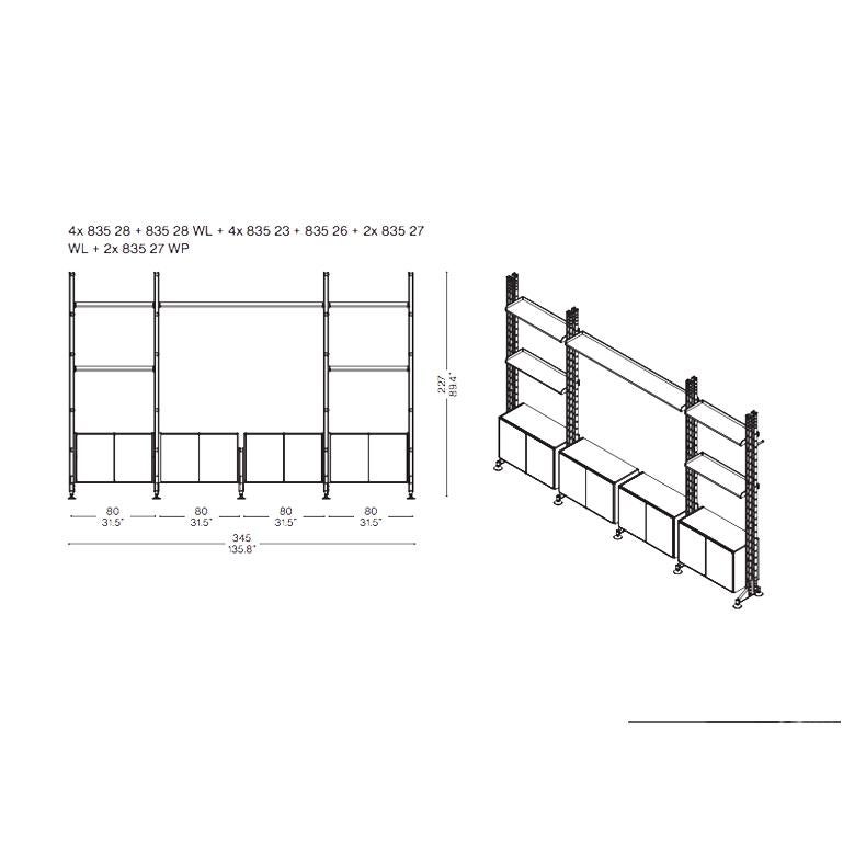 Metal Franco Albini Infinito Wall Modular System Bookcase by Cassina
