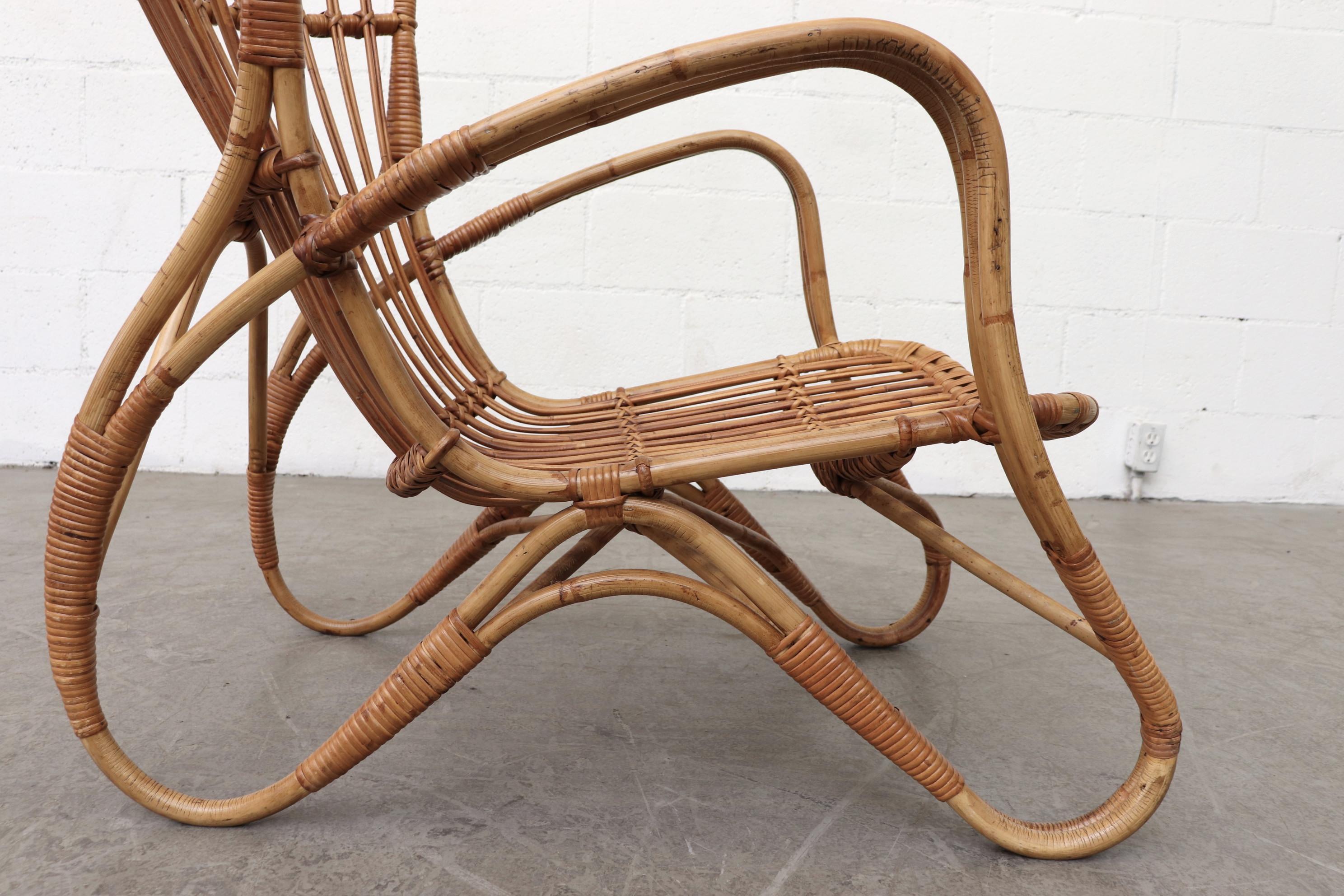 Franco Albini Style Bamboo Lounge Chair 3