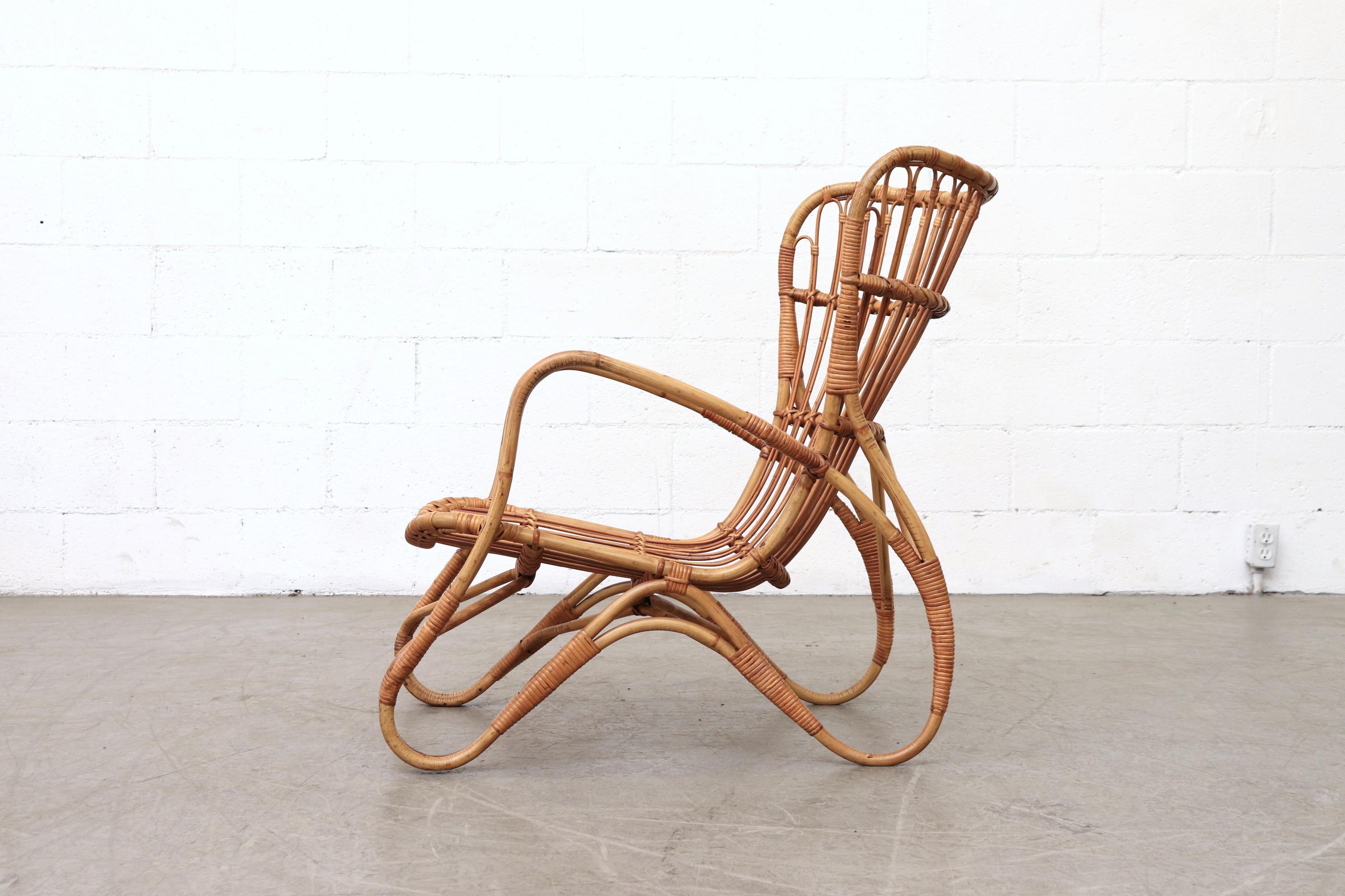 Mid-Century Modern Franco Albini Style Bamboo Lounge Chair