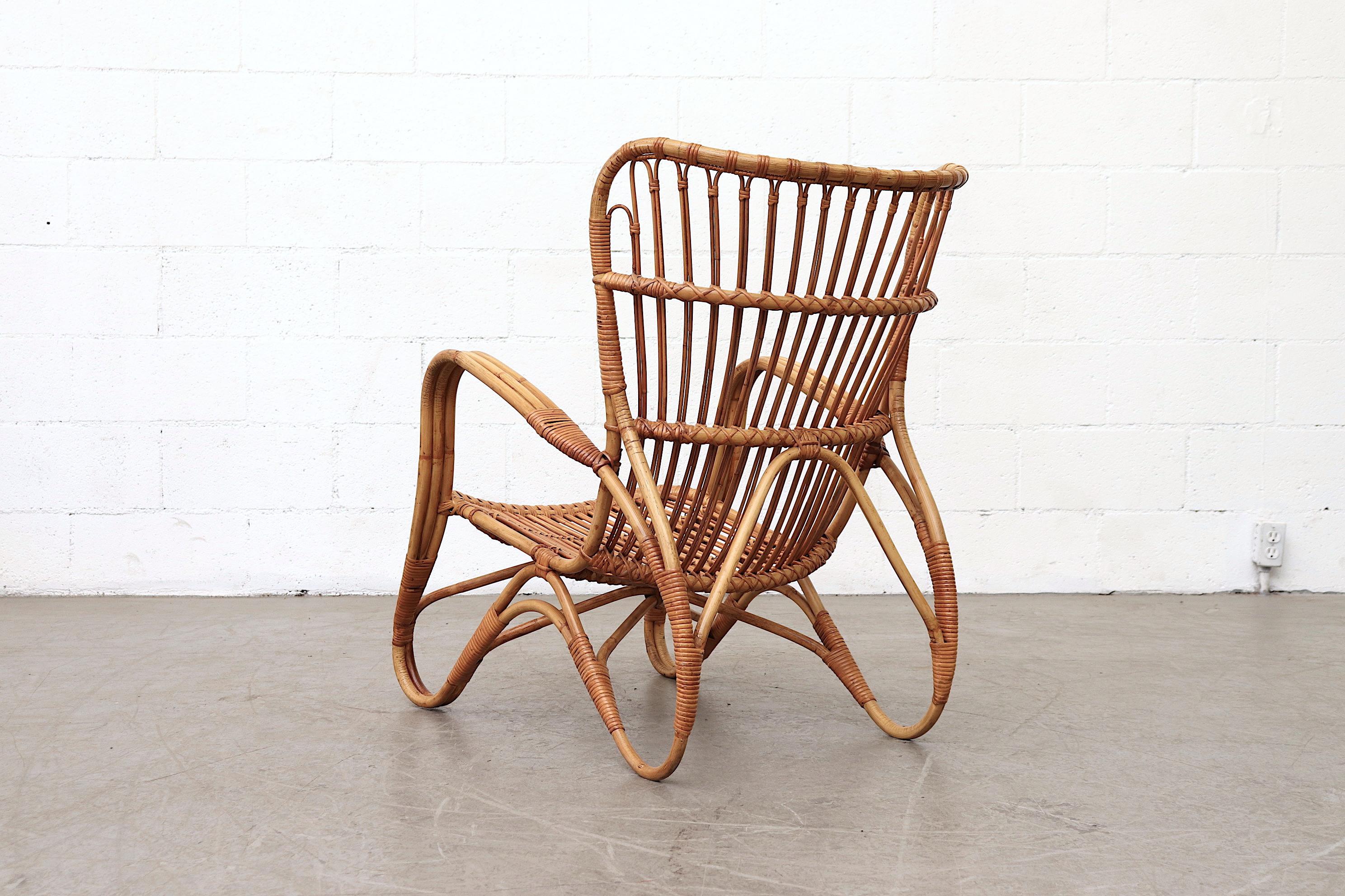 Dutch Franco Albini Style Bamboo Lounge Chair