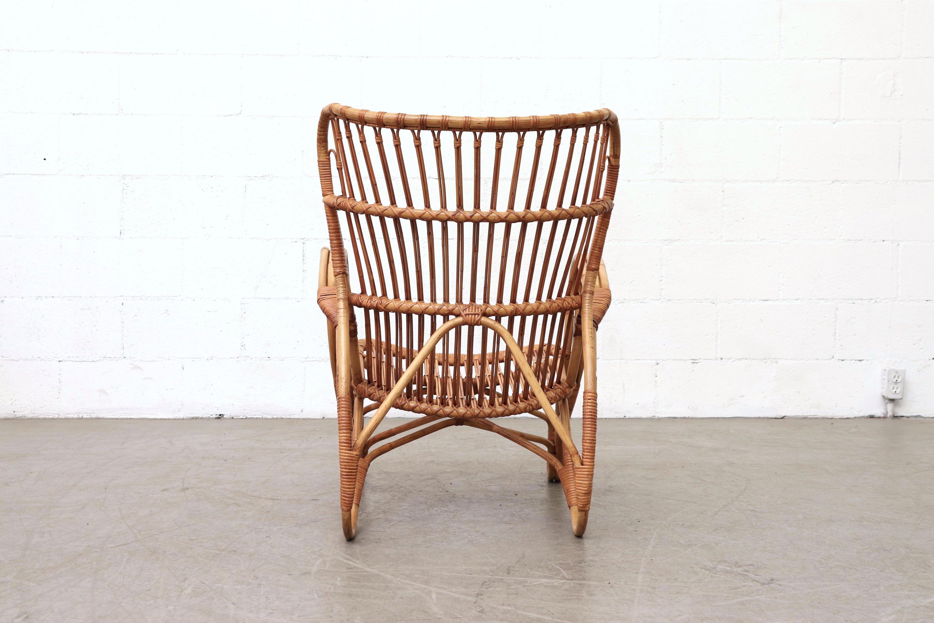 Woven Franco Albini Style Bamboo Lounge Chair