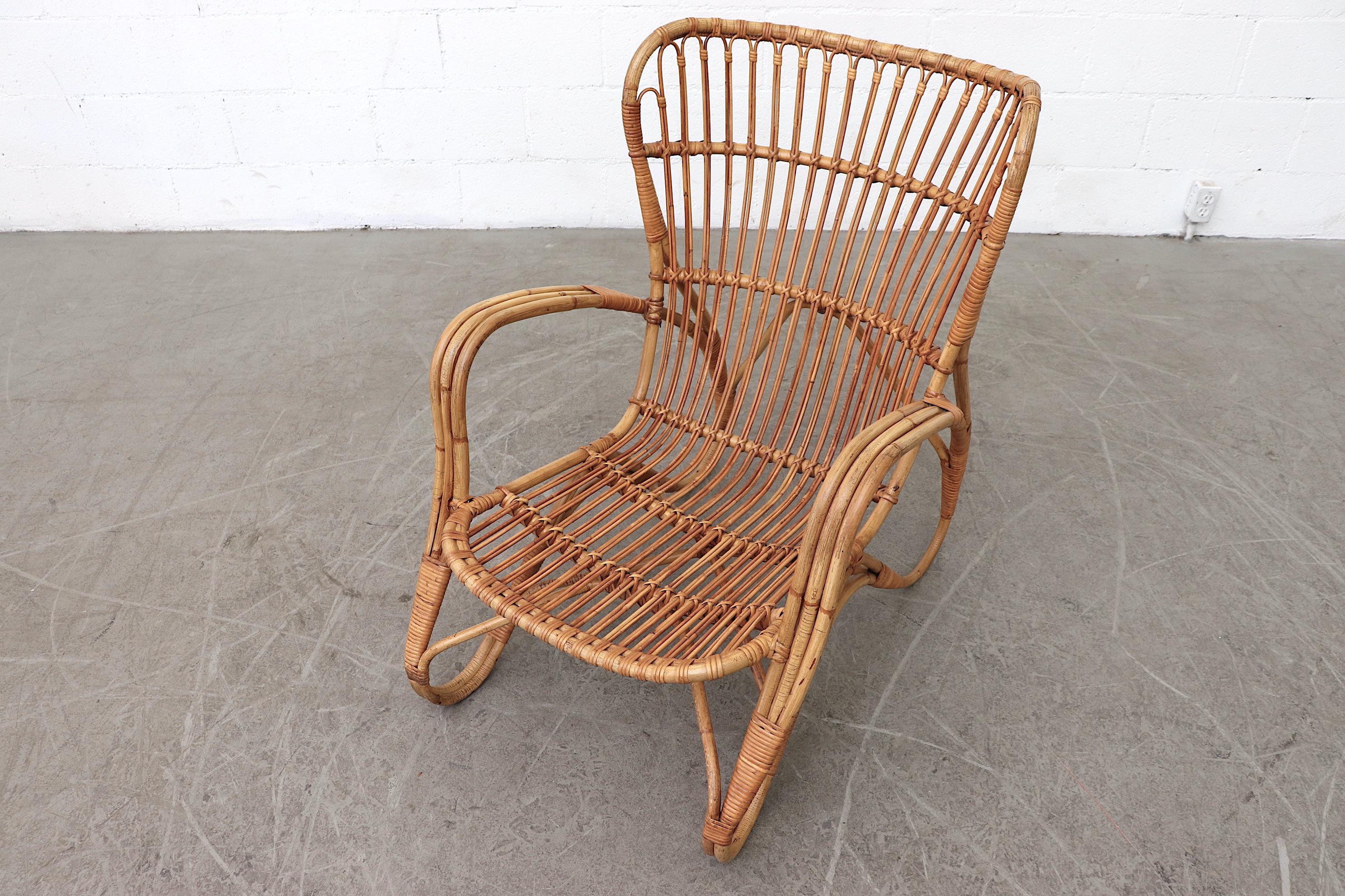 Franco Albini Style Bamboo Lounge Chair In Good Condition In Los Angeles, CA