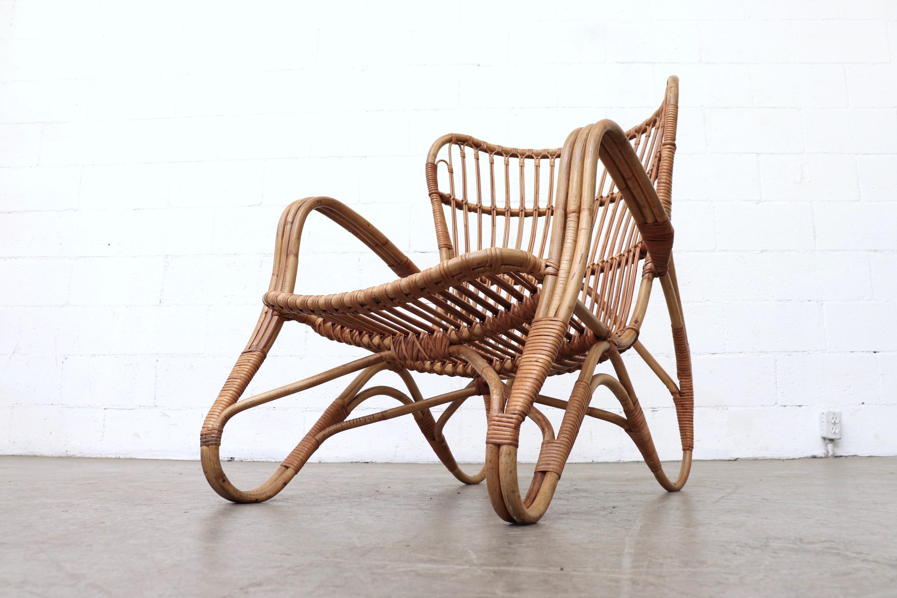 Mid-20th Century Franco Albini Style Bamboo Lounge Chair