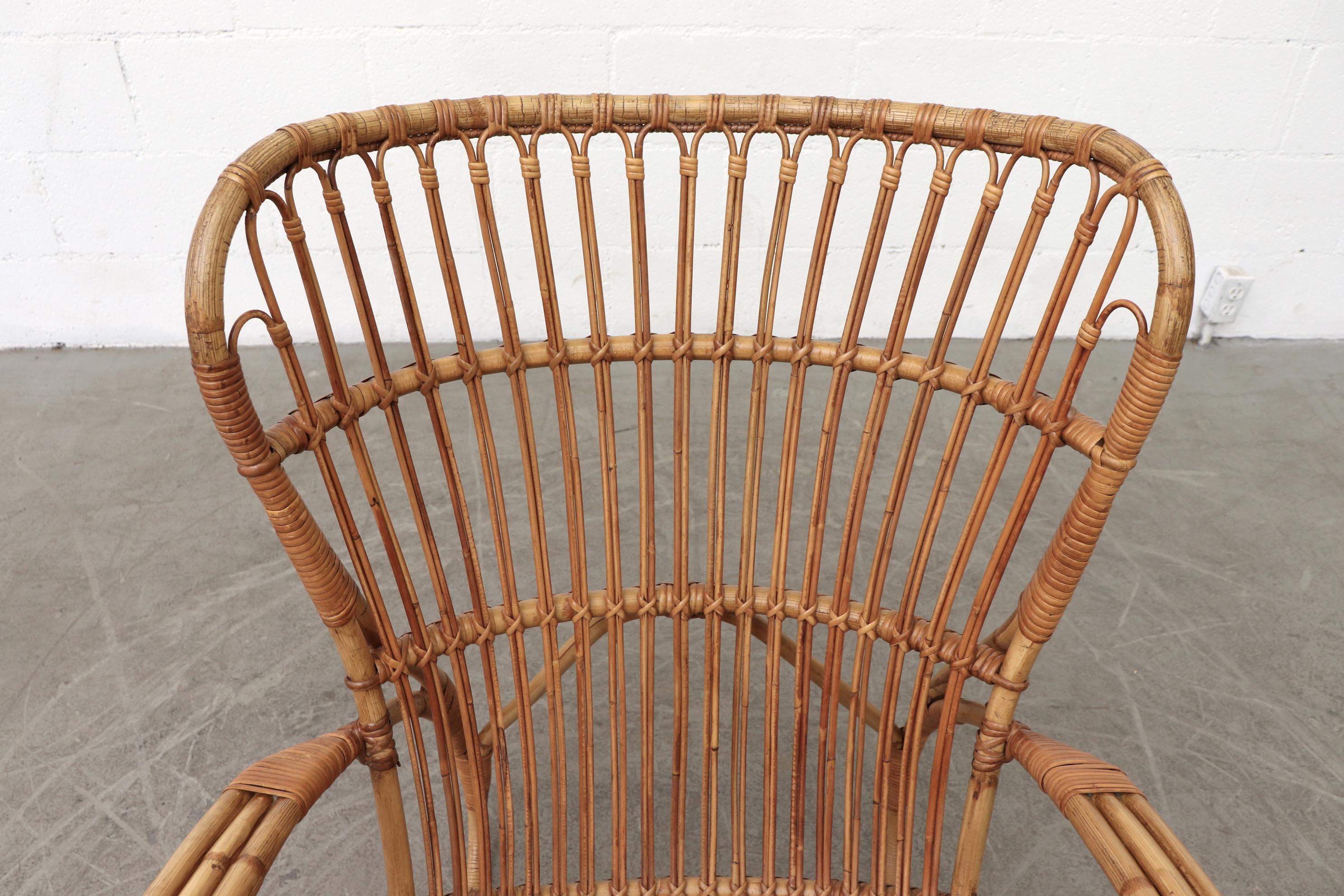 Rattan Franco Albini Style Bamboo Lounge Chair