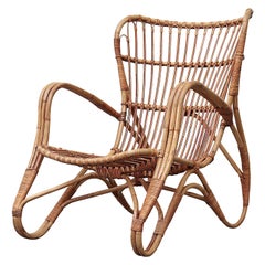 Franco Albini Style Bamboo Lounge Chair