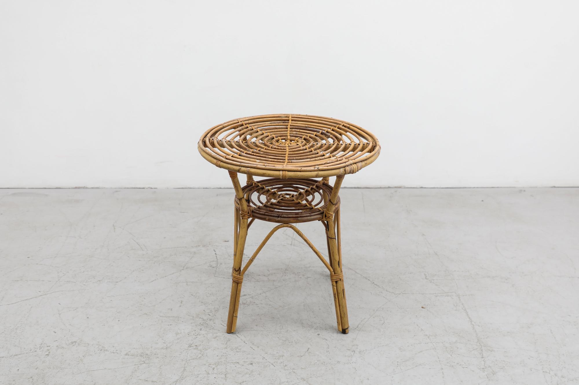 Mid-Century Modern Franco Albini Inspired Bamboo Side Table