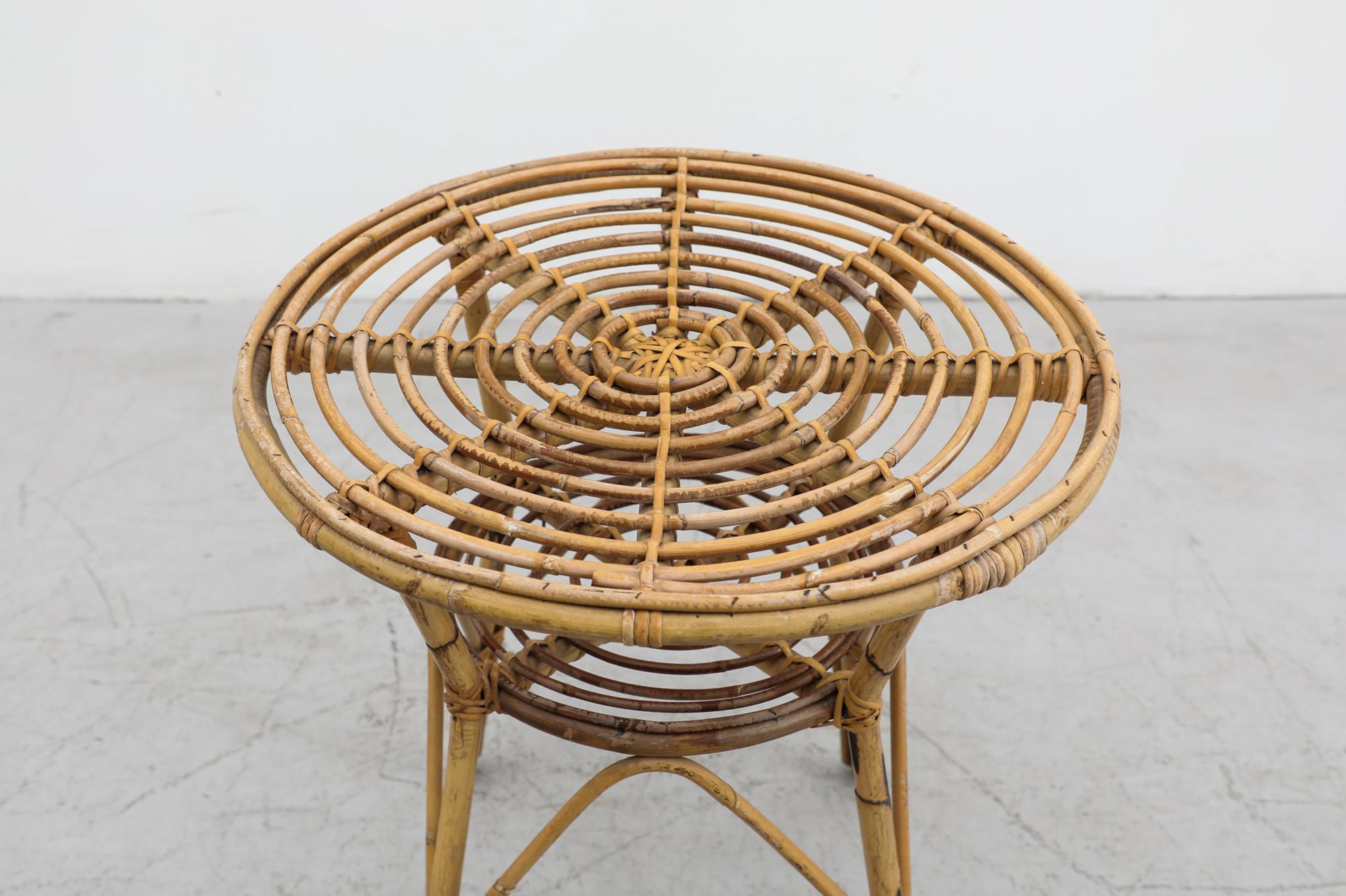 Dutch Franco Albini Inspired Bamboo Side Table