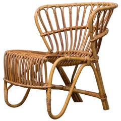 Franco Albini Inspired Low Back Bamboo Armchair