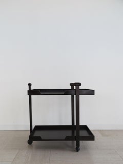 Franco Albini Italian Mid-century Dark Wood Bar Trolley for Poggi, 1950s