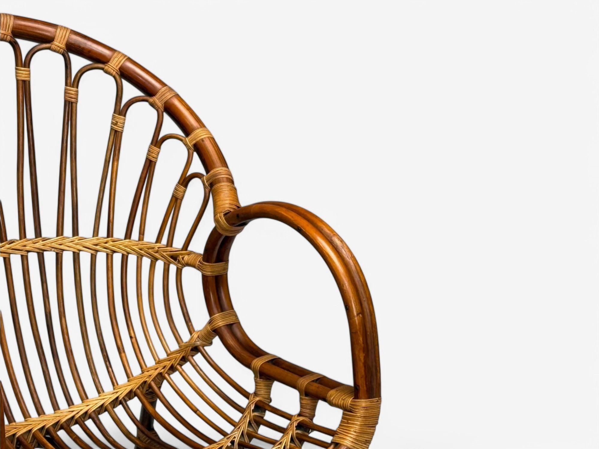 Franco Albini, Italian Mid-Century Modern, Bamboo, Rattan, Lounge Chair, 1960s For Sale 3