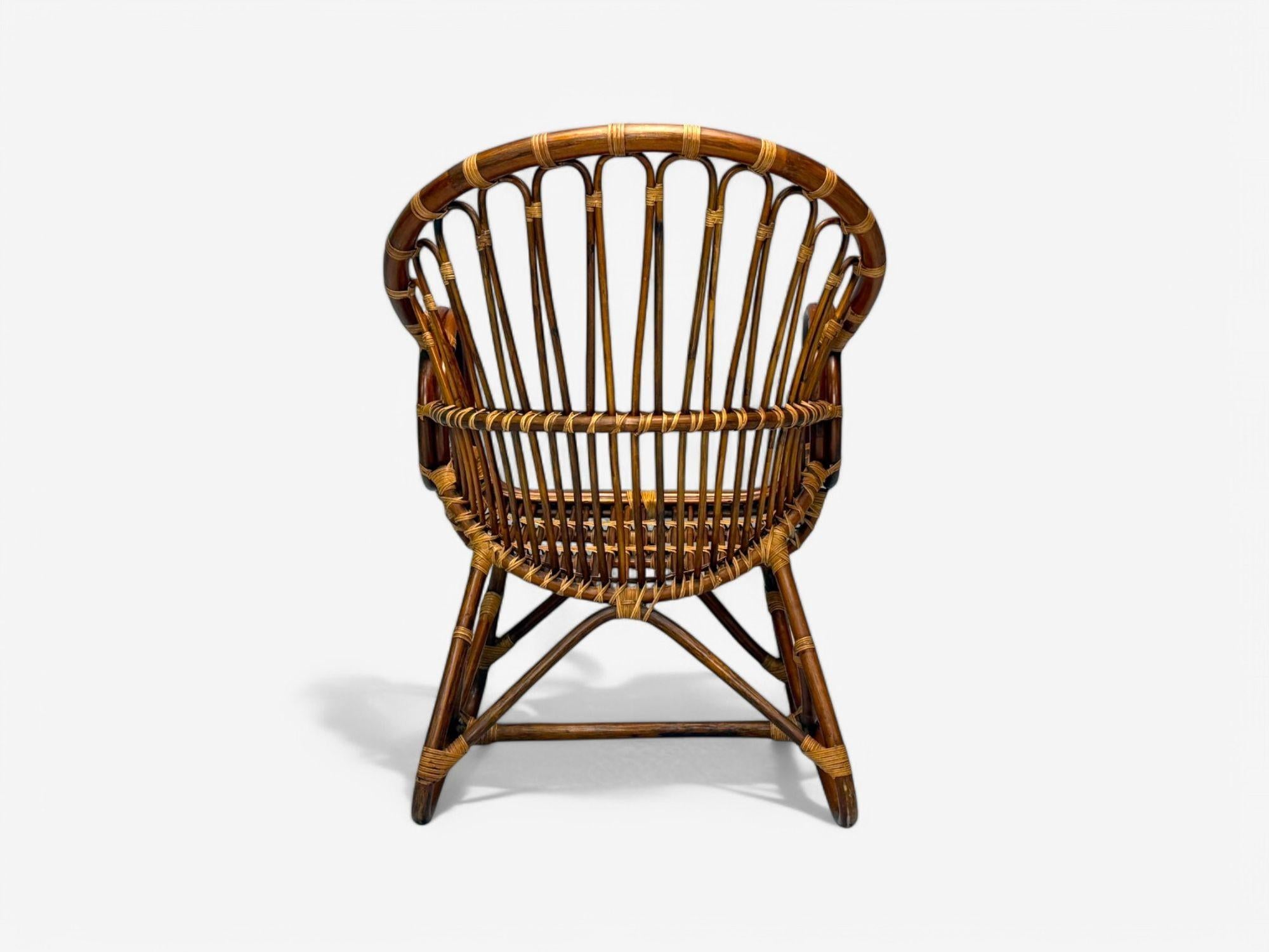 Franco Albini, Italian Mid-Century Modern, Bamboo, Rattan, Lounge Chair, 1960s For Sale 5