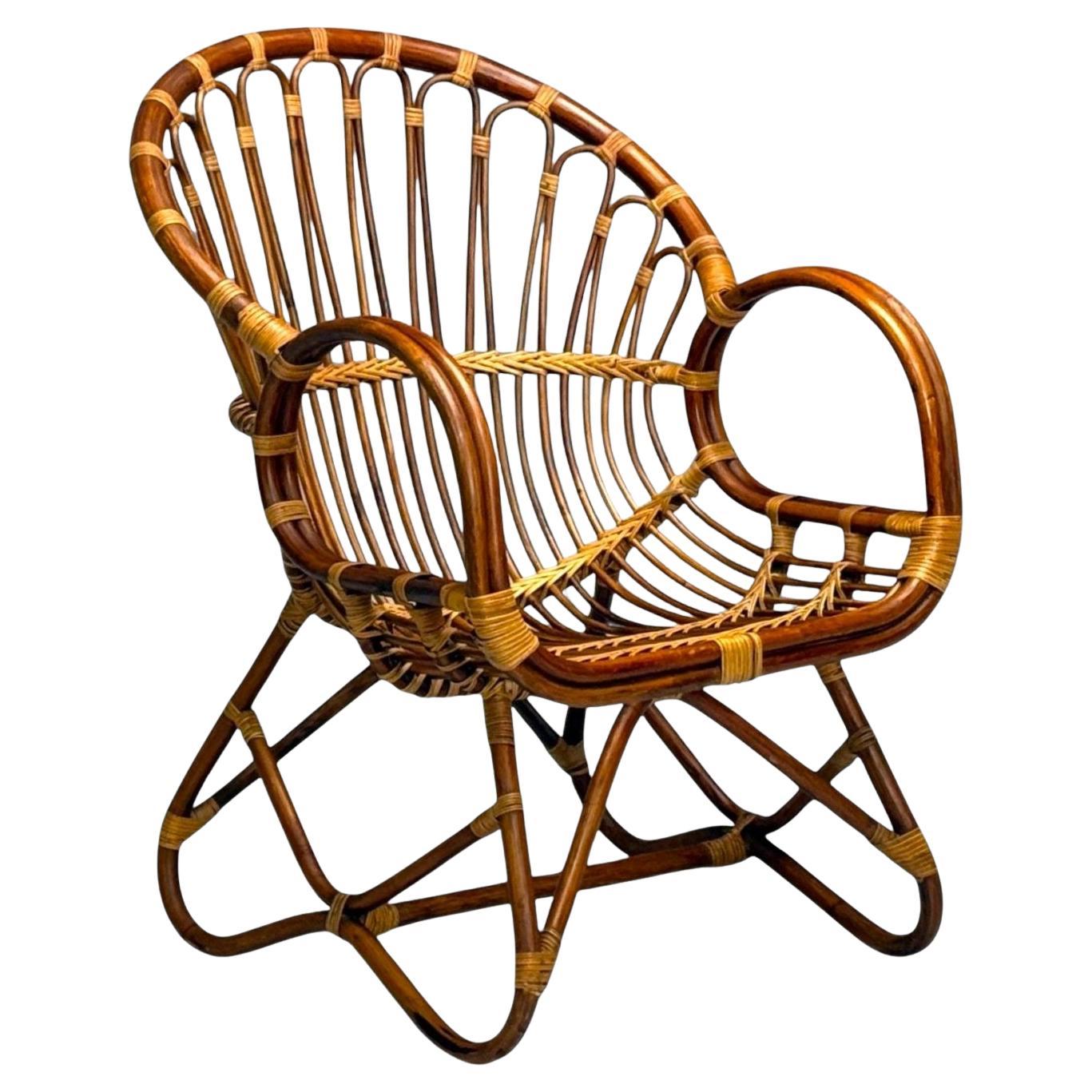 Franco Albini, Silla de salón italiana de mediados de siglo, bambú y ratán, años 60