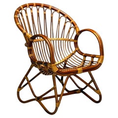 Franco Albini, Silla de salón italiana de mediados de siglo, bambú y ratán, años 60