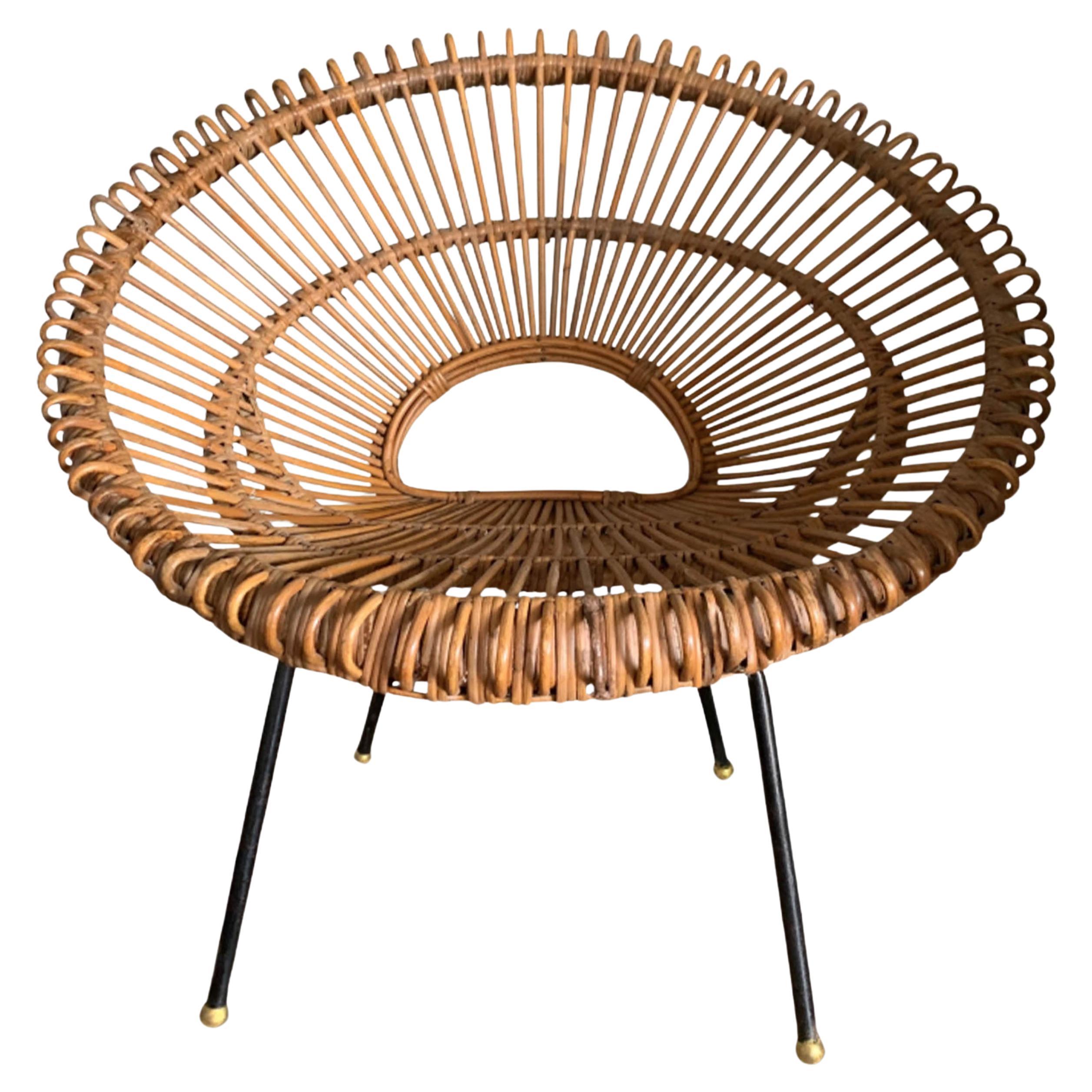 Franco Albini - Sedia in rattan e canna organica a raggiera, anni '50